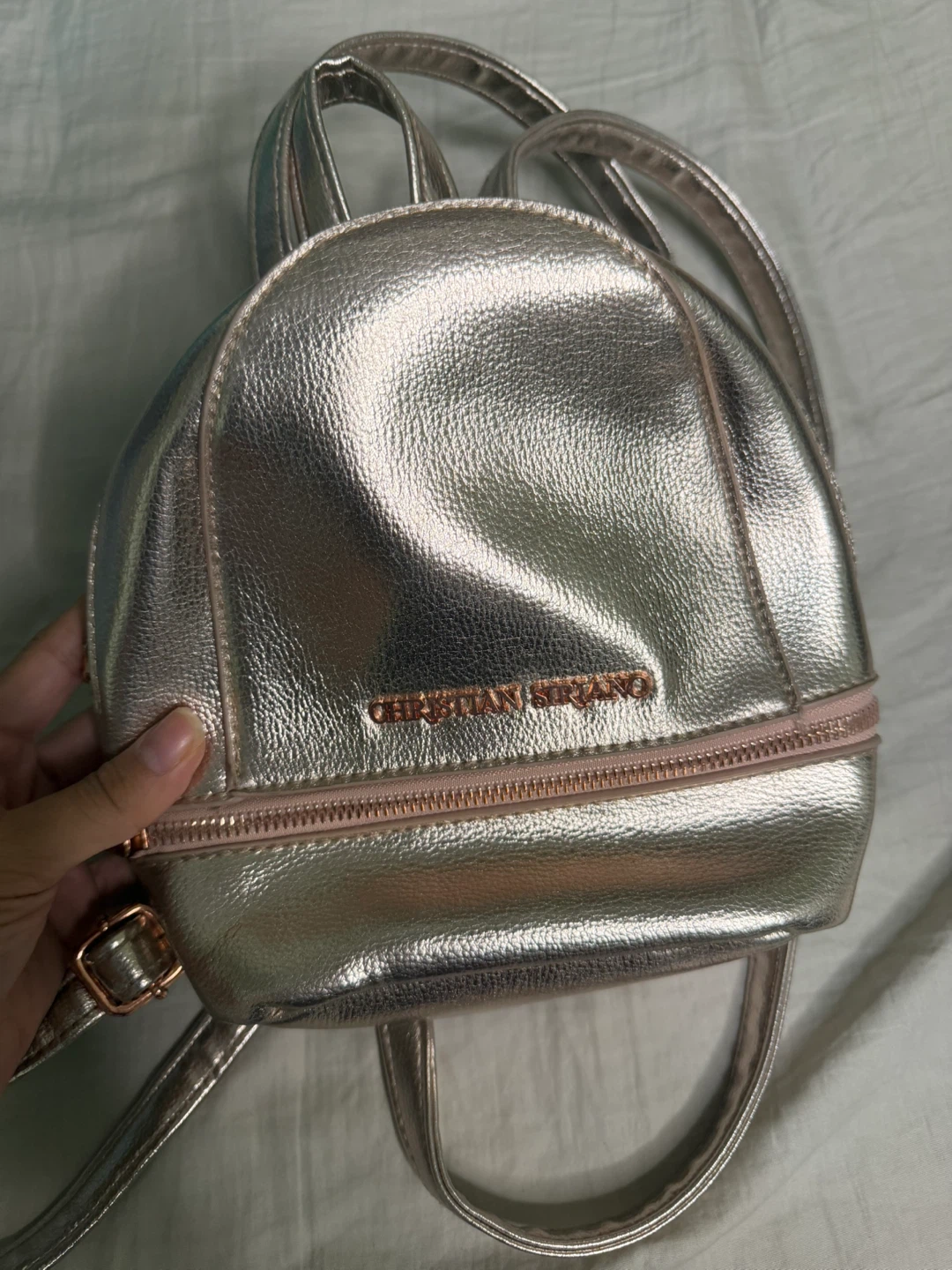 Christian Siriano rose gold metallic mini bag