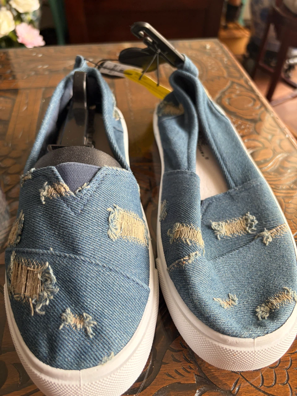 Ardene Distressed Denim Slip-On Shoes