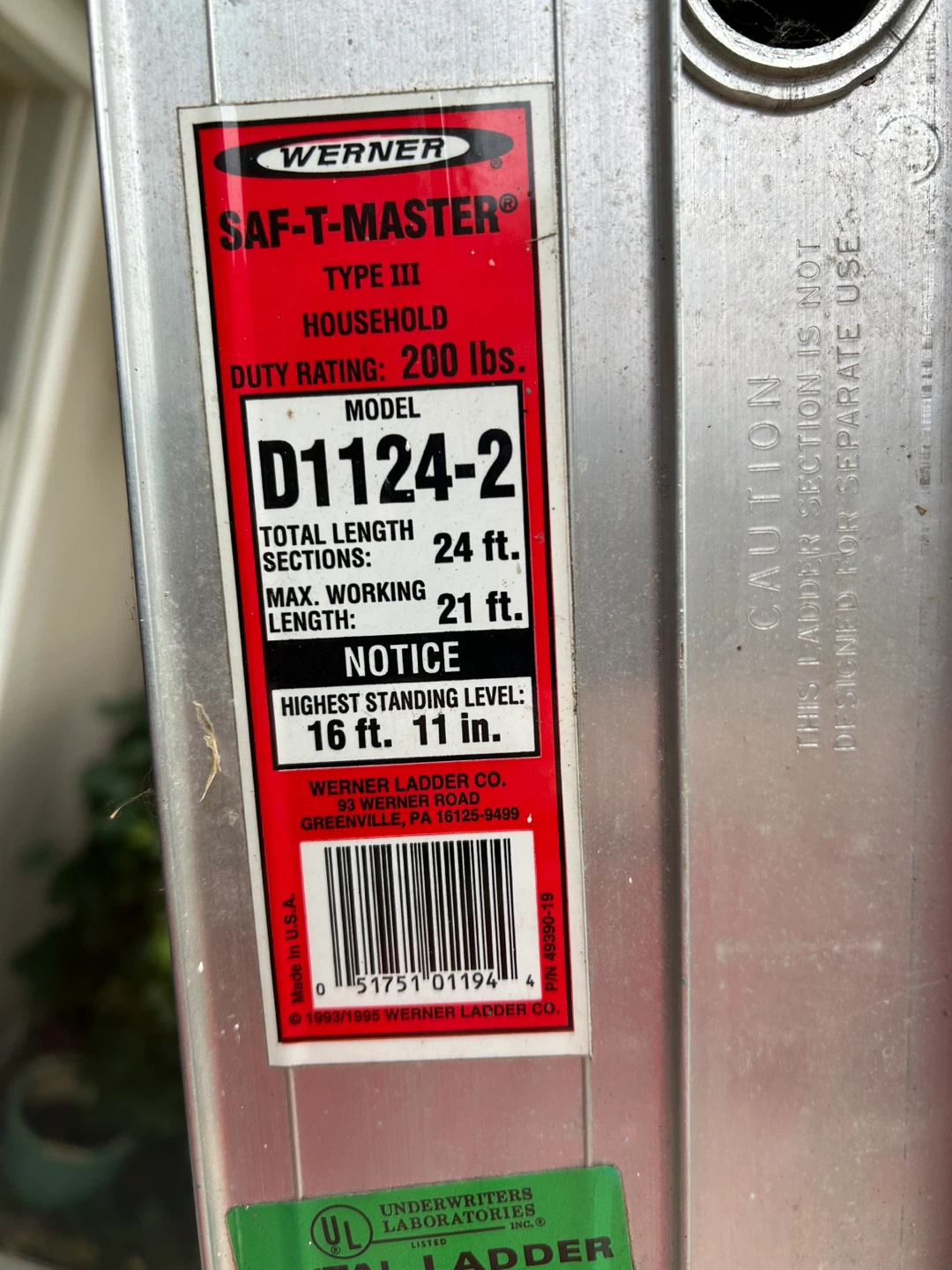 Werner SAF-T-MASTER D1124-2 Ladder - photo 2