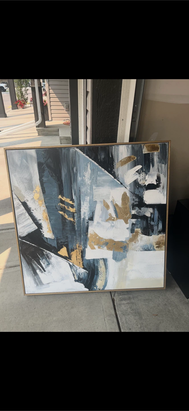 Abstract Canvas Wall Art with Gold Accents