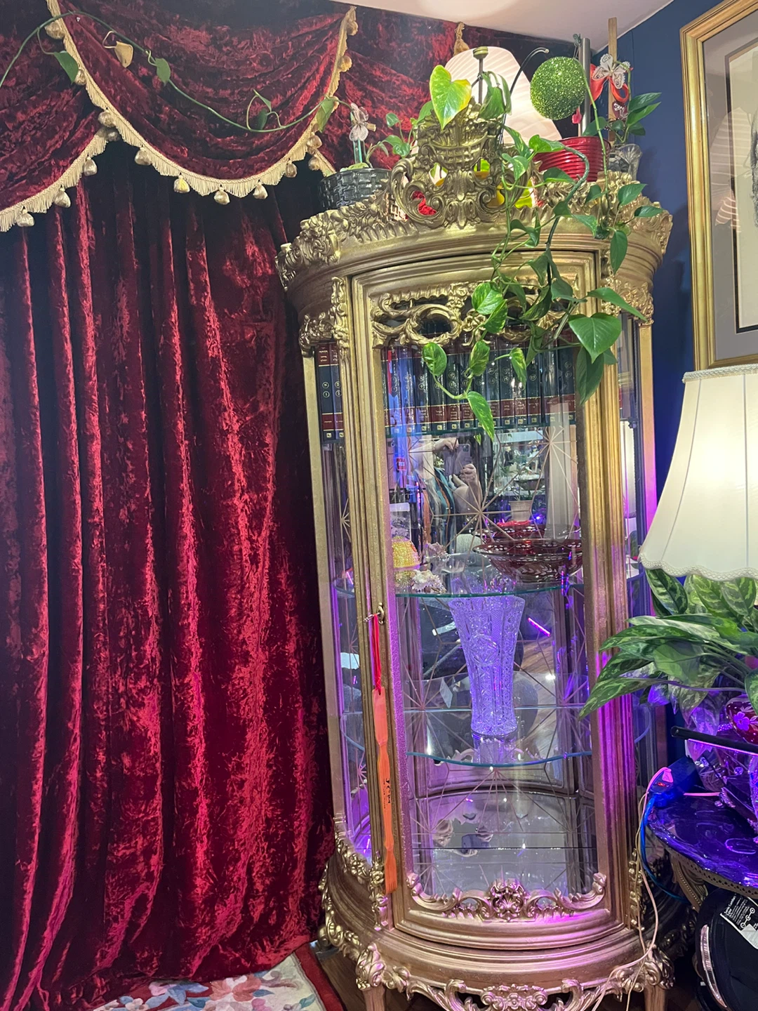 Antique gold display cabinet