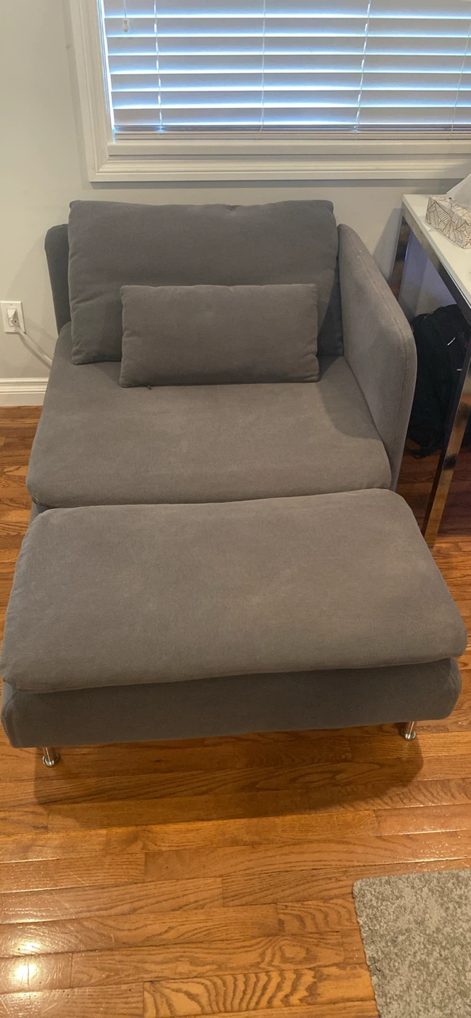 Grey Chaise Lounge with Ottoman - photo 2
