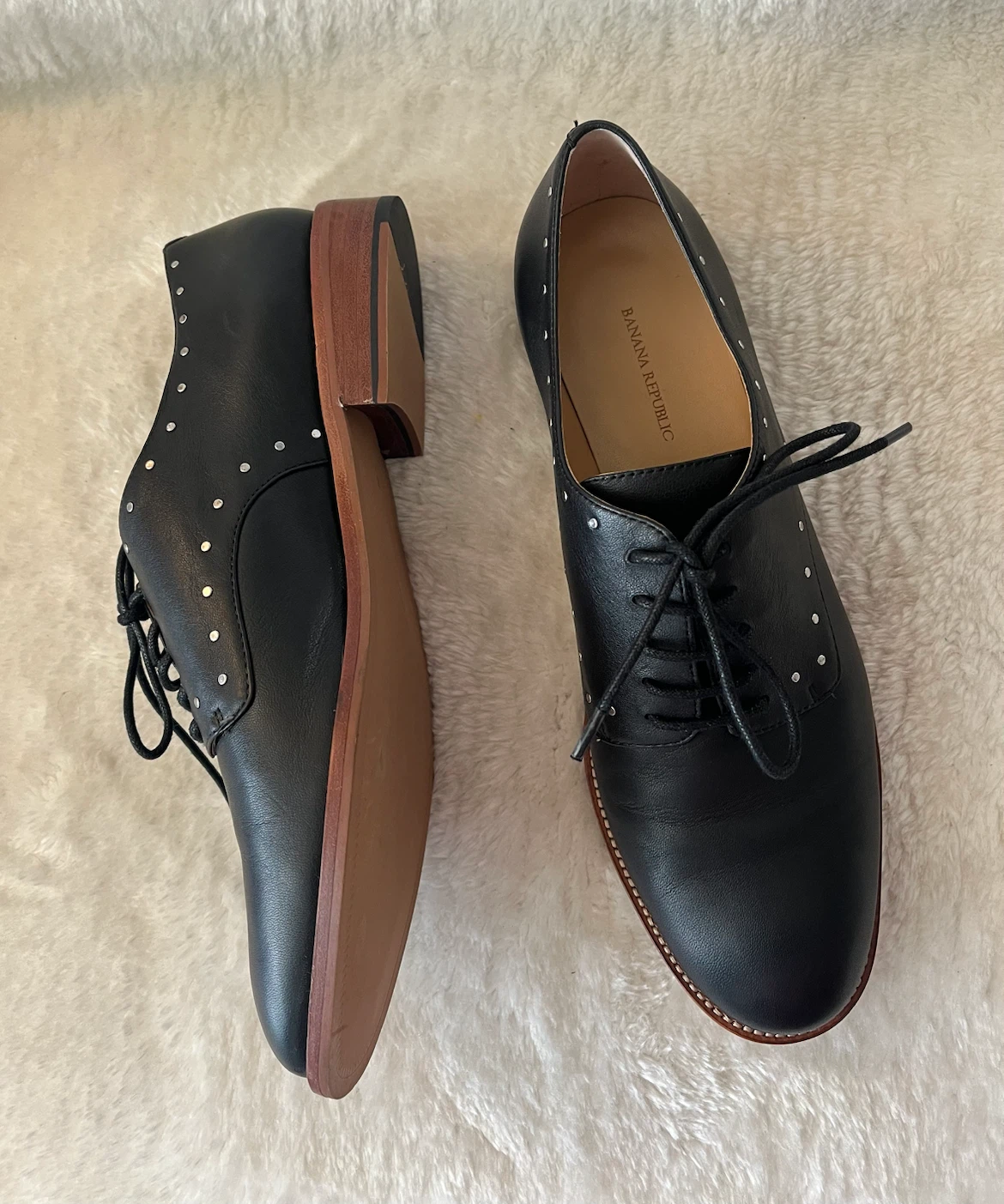 Banana Republic Black Studded Oxford Shoes