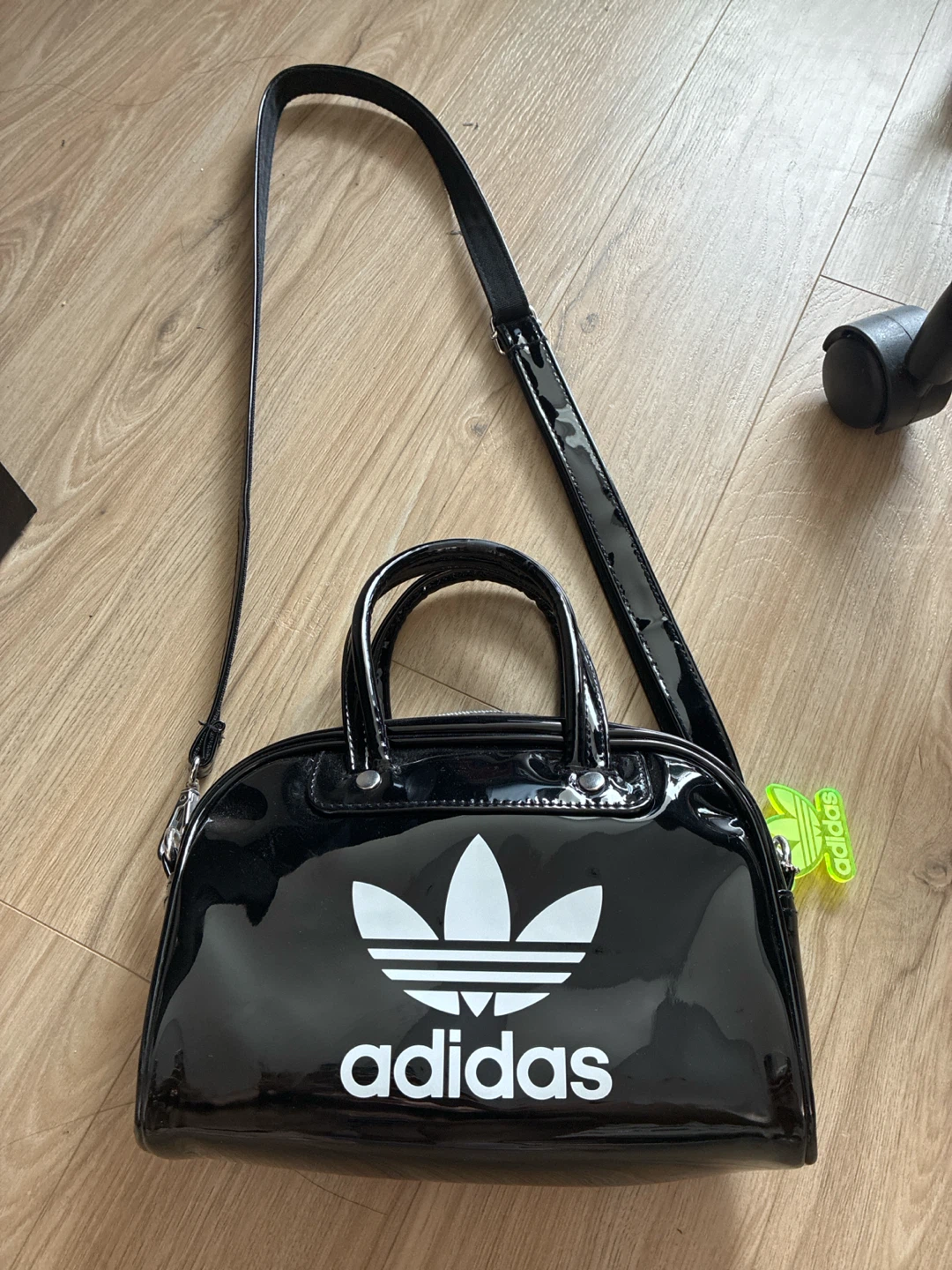 Adidas Black Patent Mini Duffle Bag