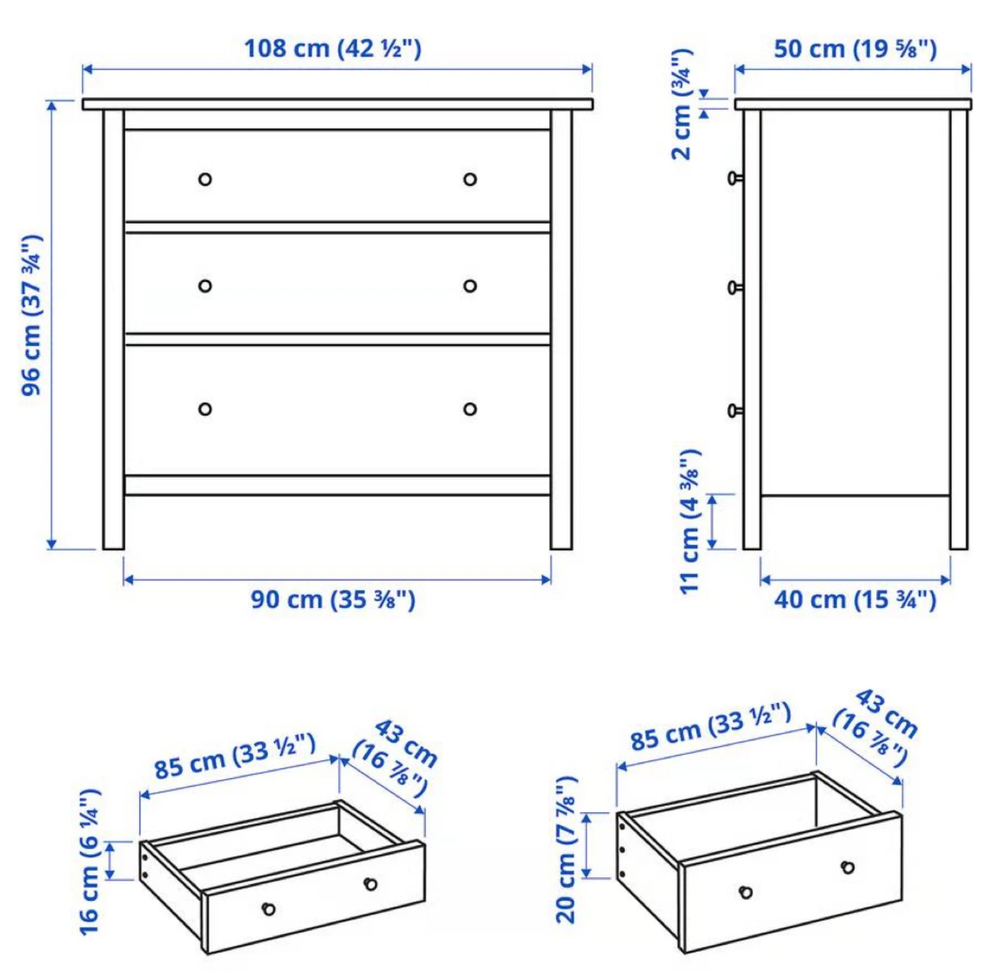 Delivery Available For IKEA Hemnes 3-drawer chest - photo 2