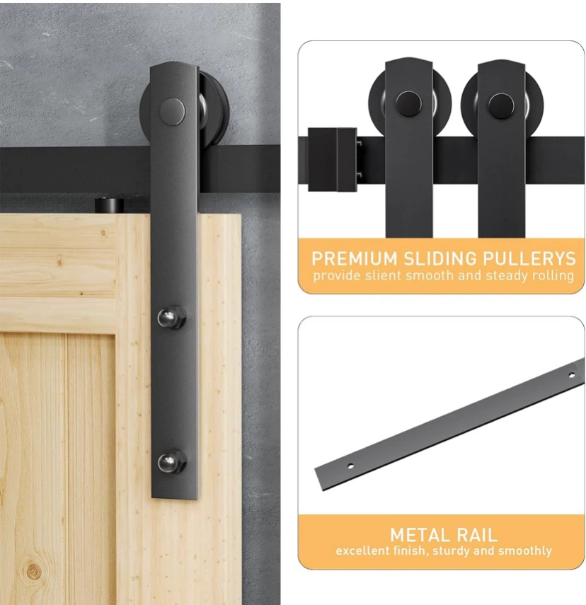 New 6FT Sliding Barn Door Hardware Kit with Hook and 2 Handles - photo 4
