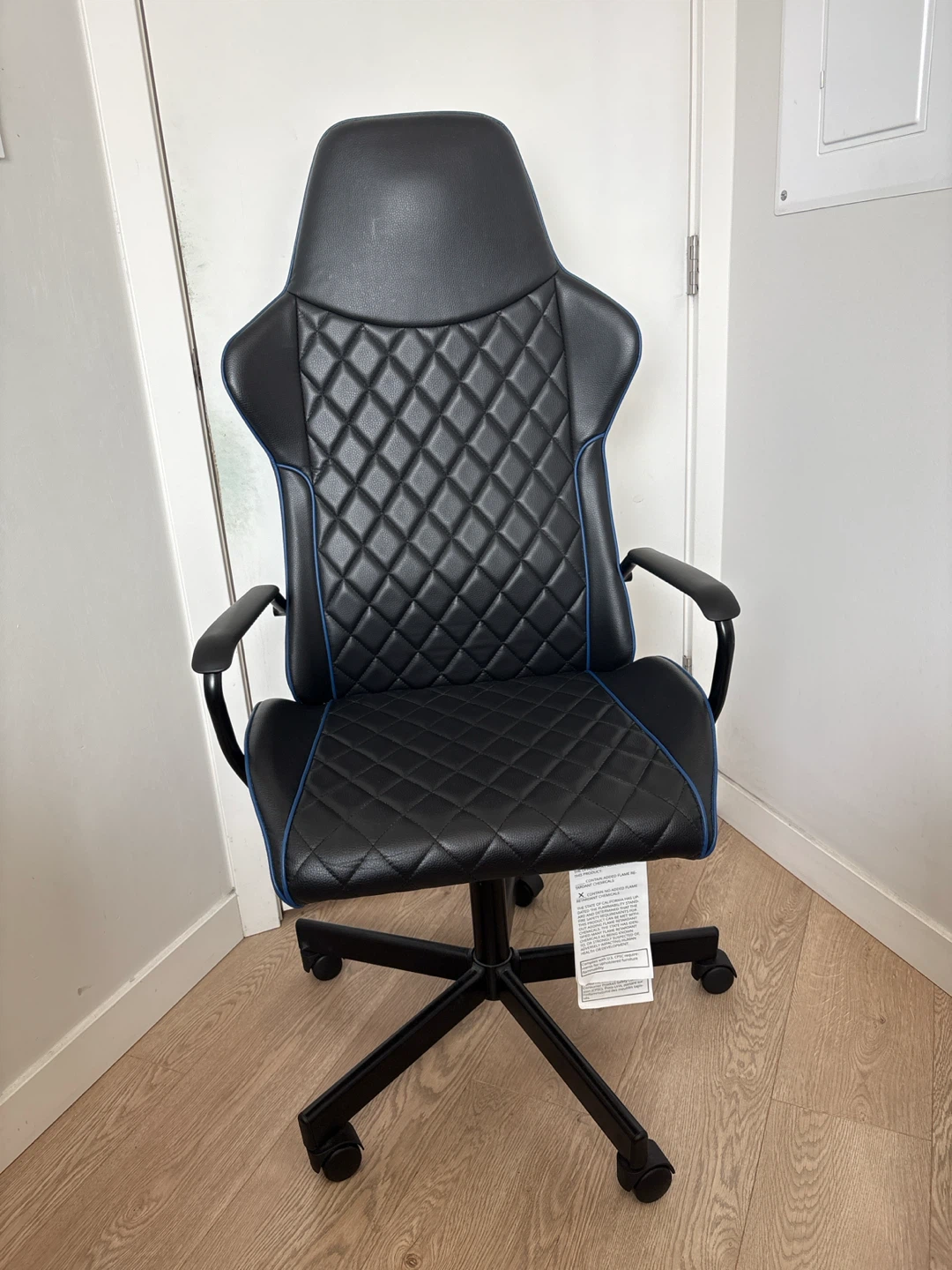 Black Gaming Chair with Blue Trim