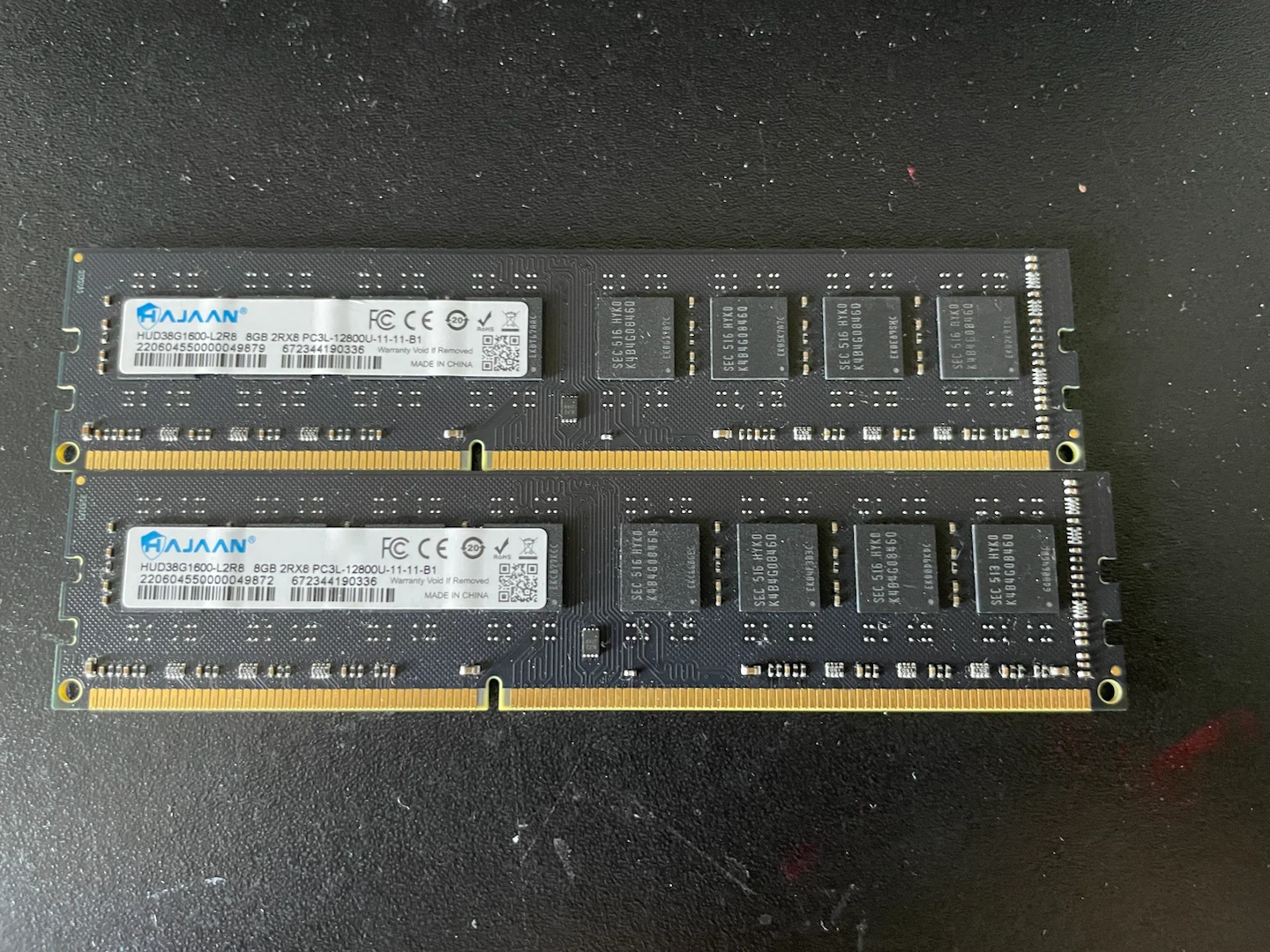 2x HAJAAN 8gb DDR3 RAM Sticks 1600 mhz