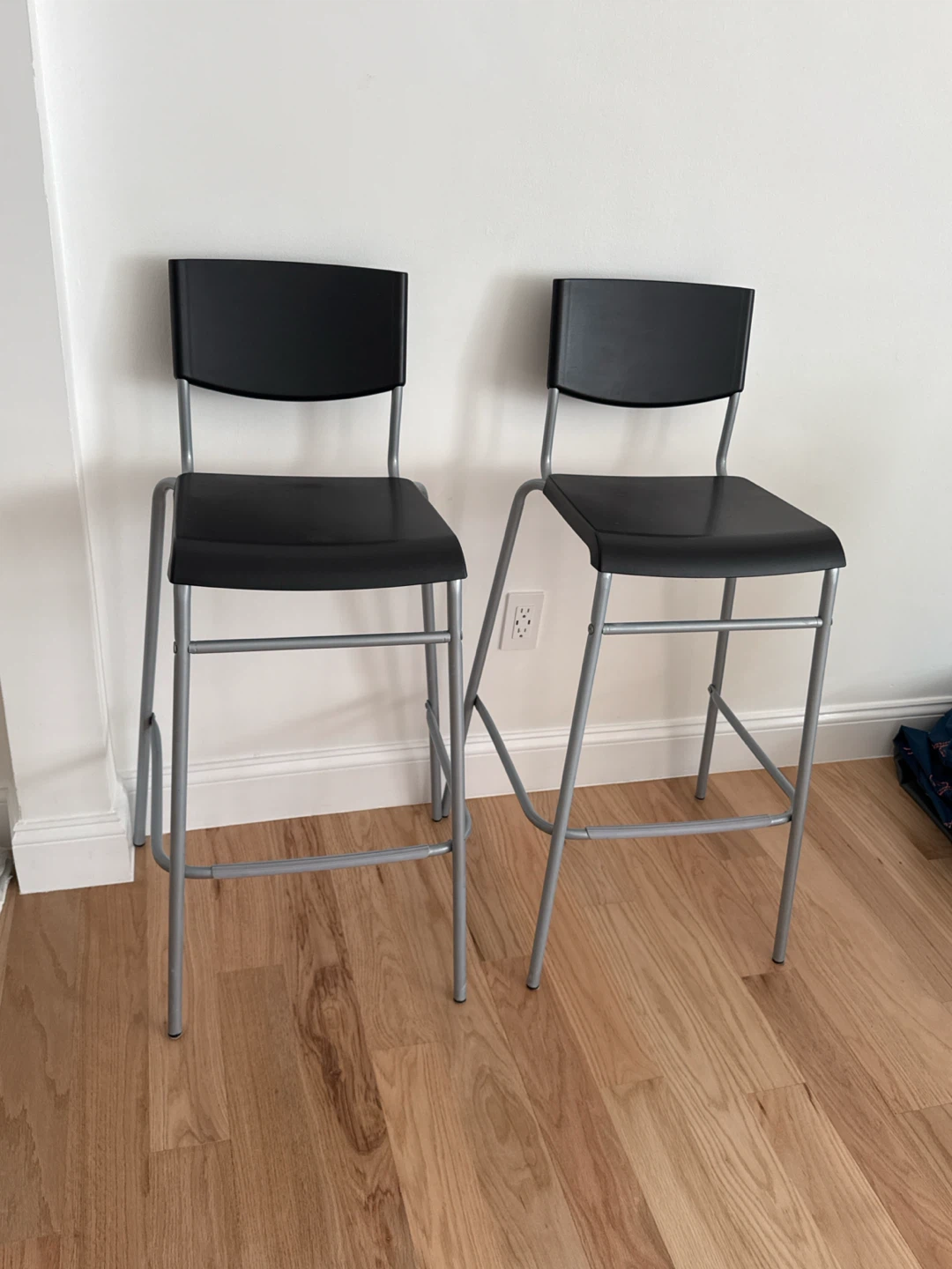 Set of 2 Black Bar Stools IKEA STIG