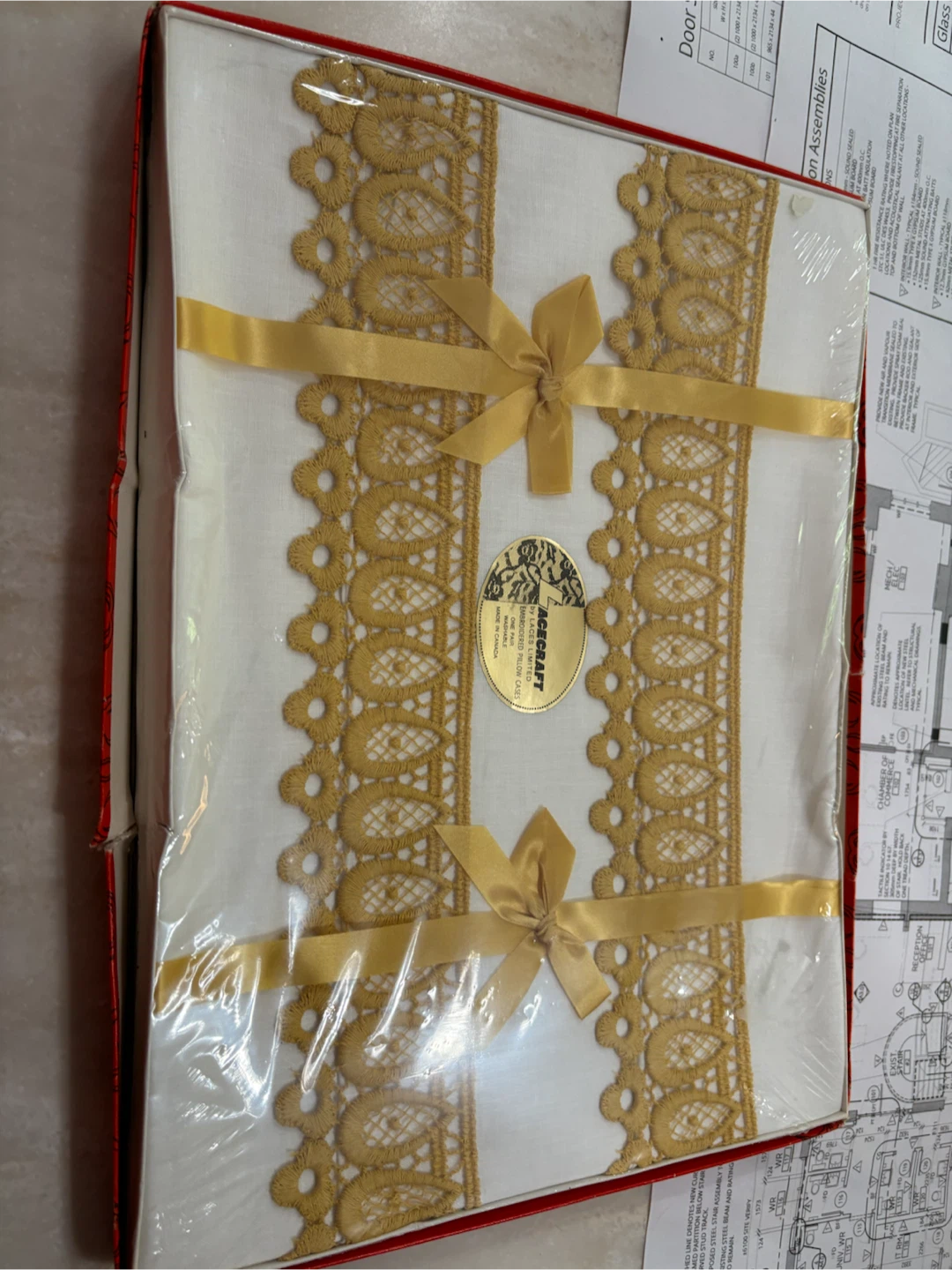 Vintage Acecraft Embroidered Pillow Cases - One Pair