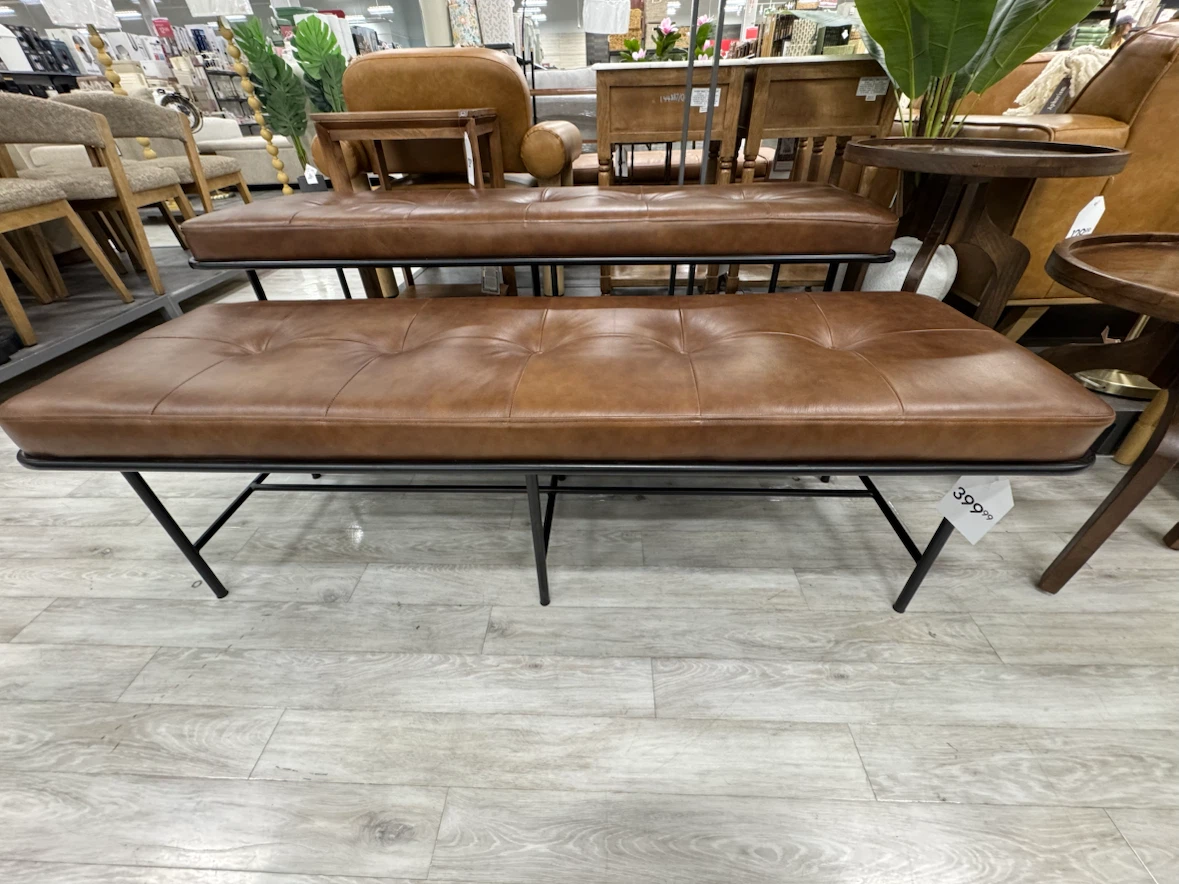 Tufted Faux Leather Bench - photo 2