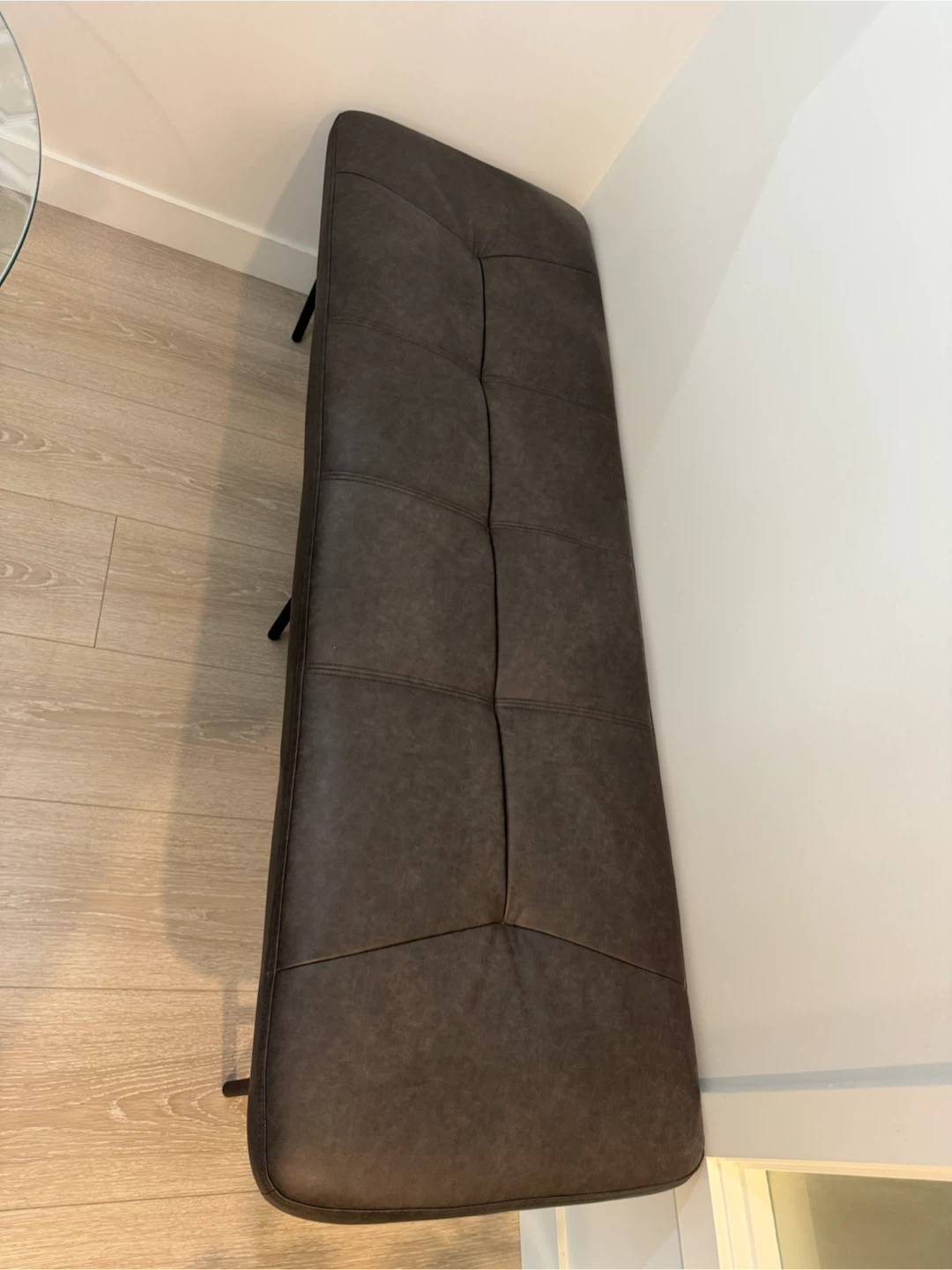 Tufted Faux Leather Bench - photo 4