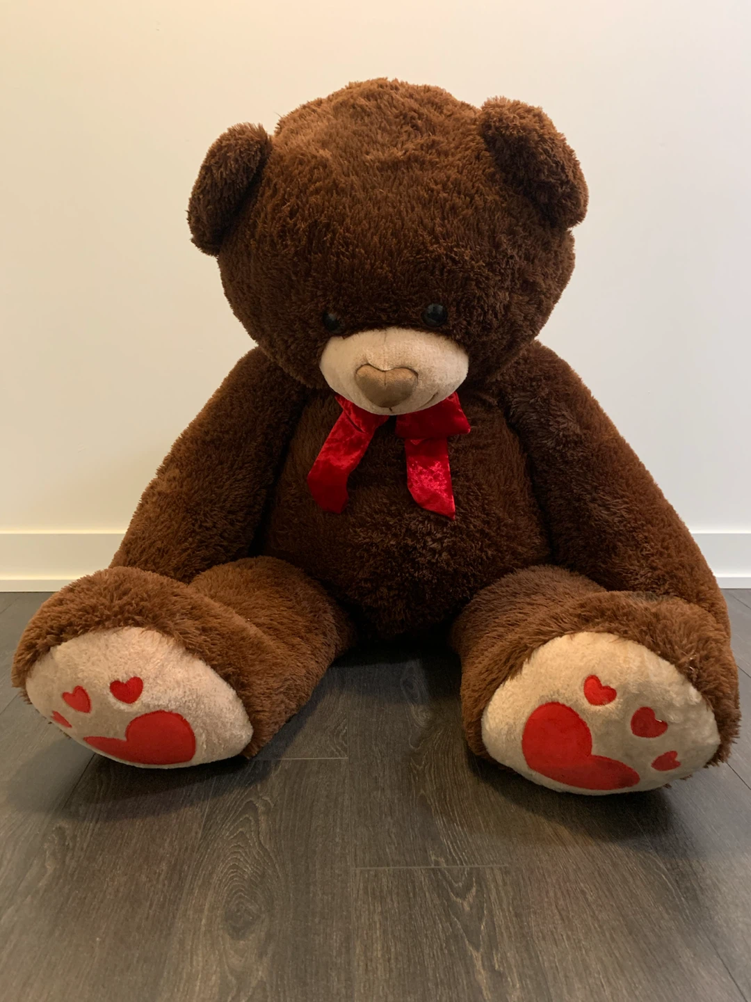 Giant Teddy Bear with Red Bow