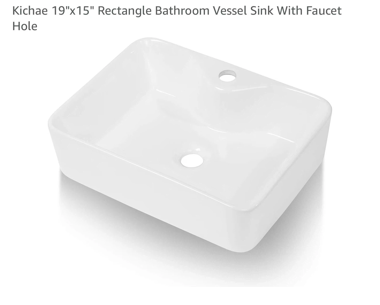 Rectangle Bathroom Vessel Sink 19"x15" 1915