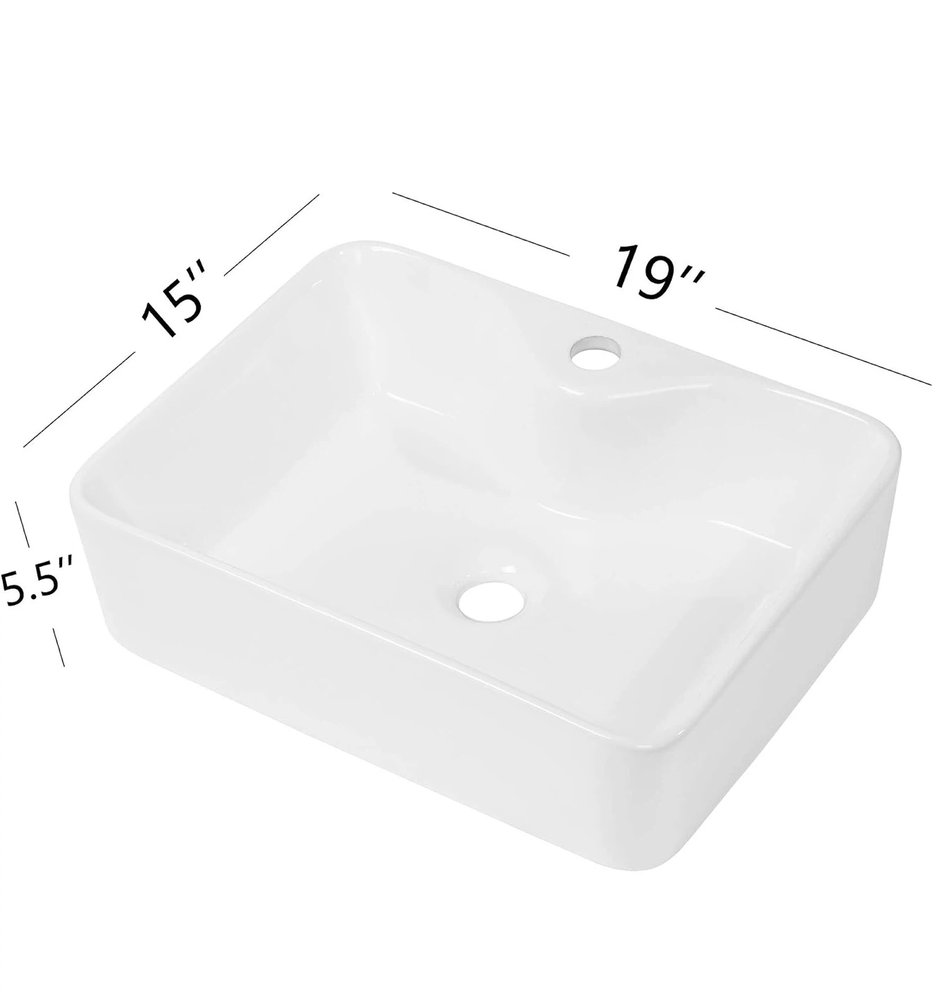 Rectangle Bathroom Vessel Sink 19"x15" 1915 - photo 3