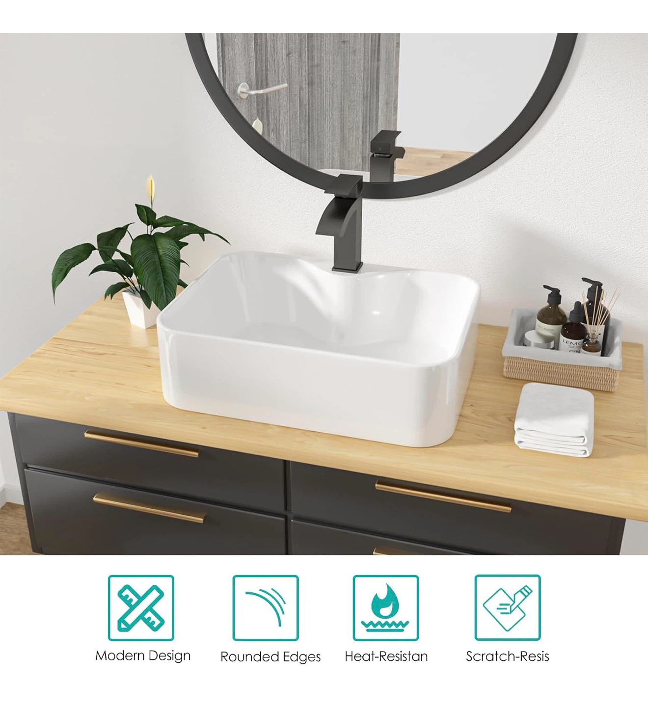 Rectangle Bathroom Vessel Sink 19"x15" 1915 - photo 5
