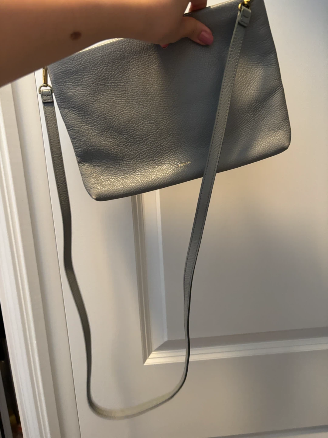 Fossil Grey Leather Crossbody Bag