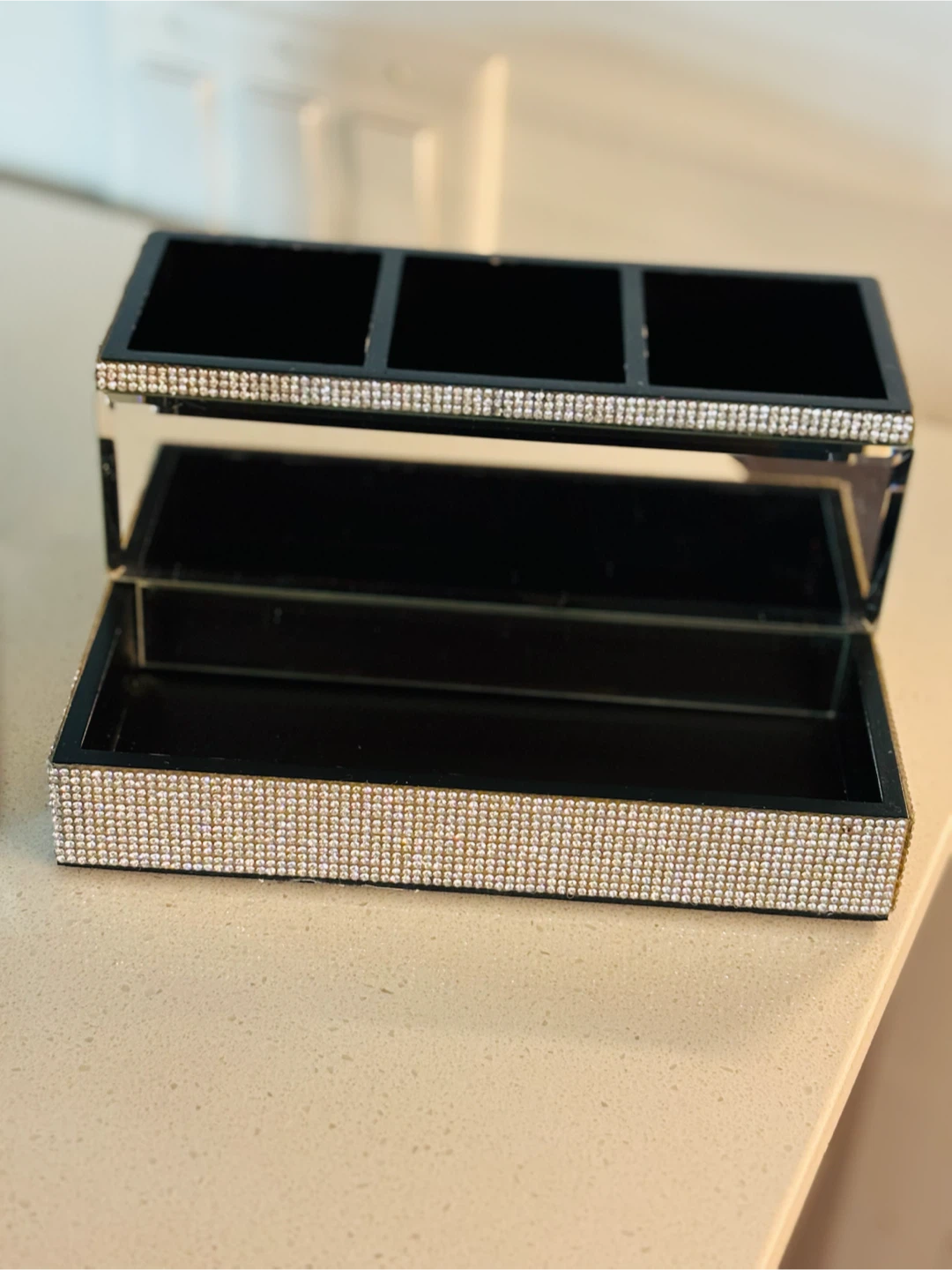 Sparkly Black Makeup Organizer