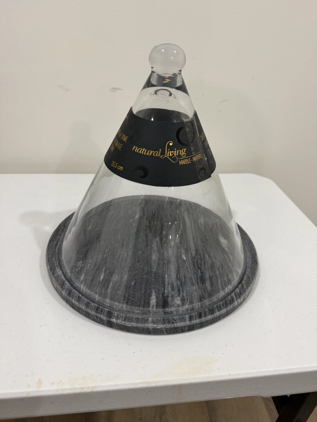 Natural Living Marble Cheese Board & Dome
