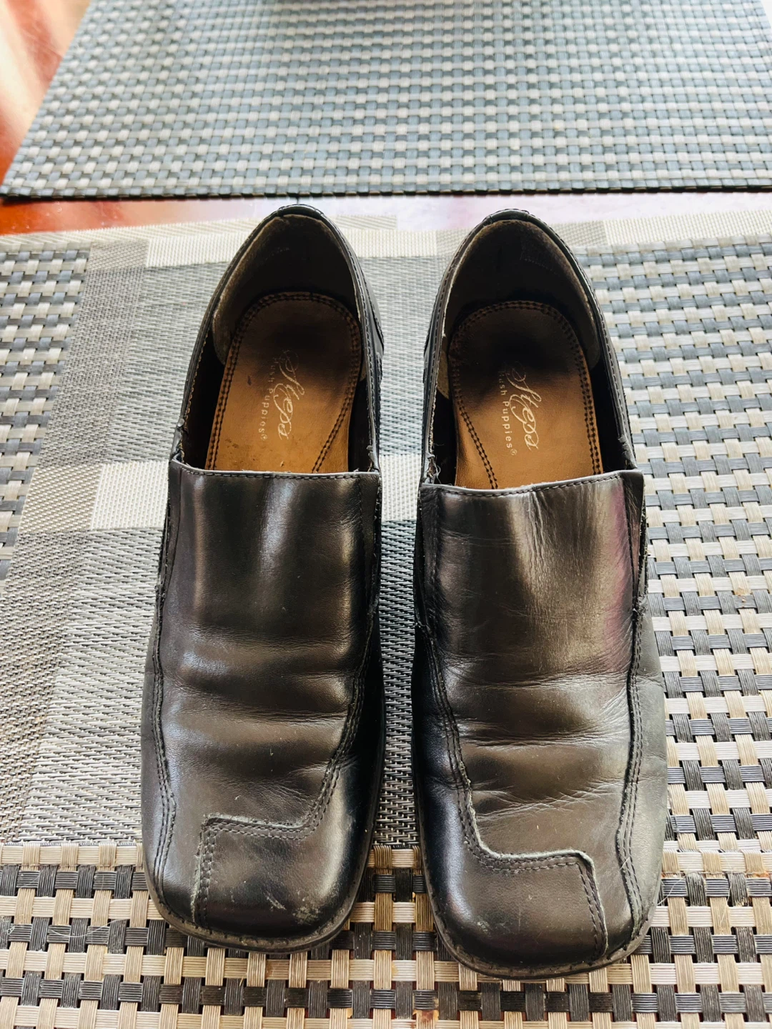 Shoes: Women black leather pumps heels wedge (7)