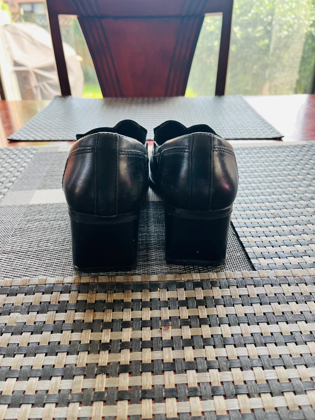 Shoes: Women black leather pumps heels wedge (7) - photo 2