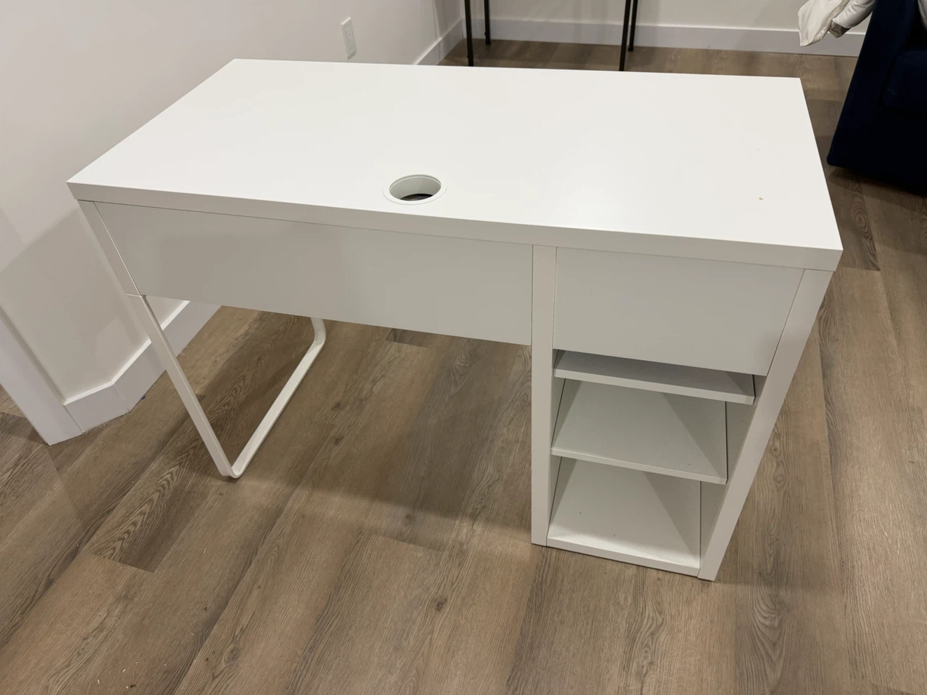 White Desk with Drawer and Shelves