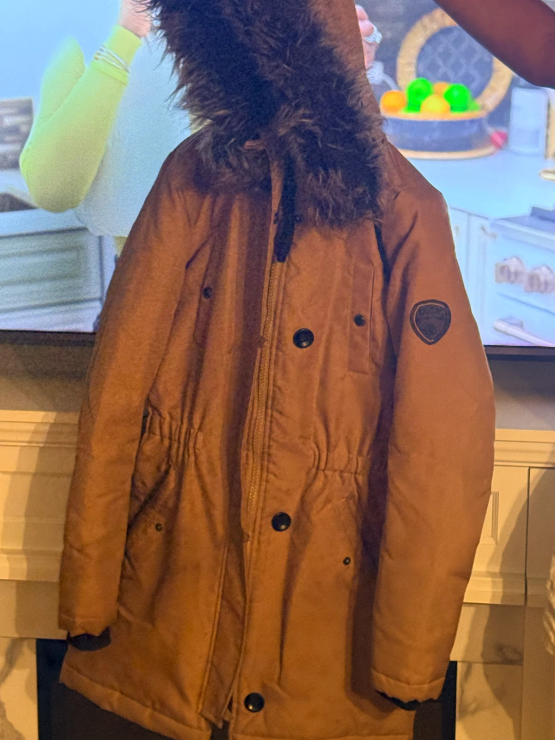 ONLY Women's Tan Parka Jacket with Fur Hood - photo 3