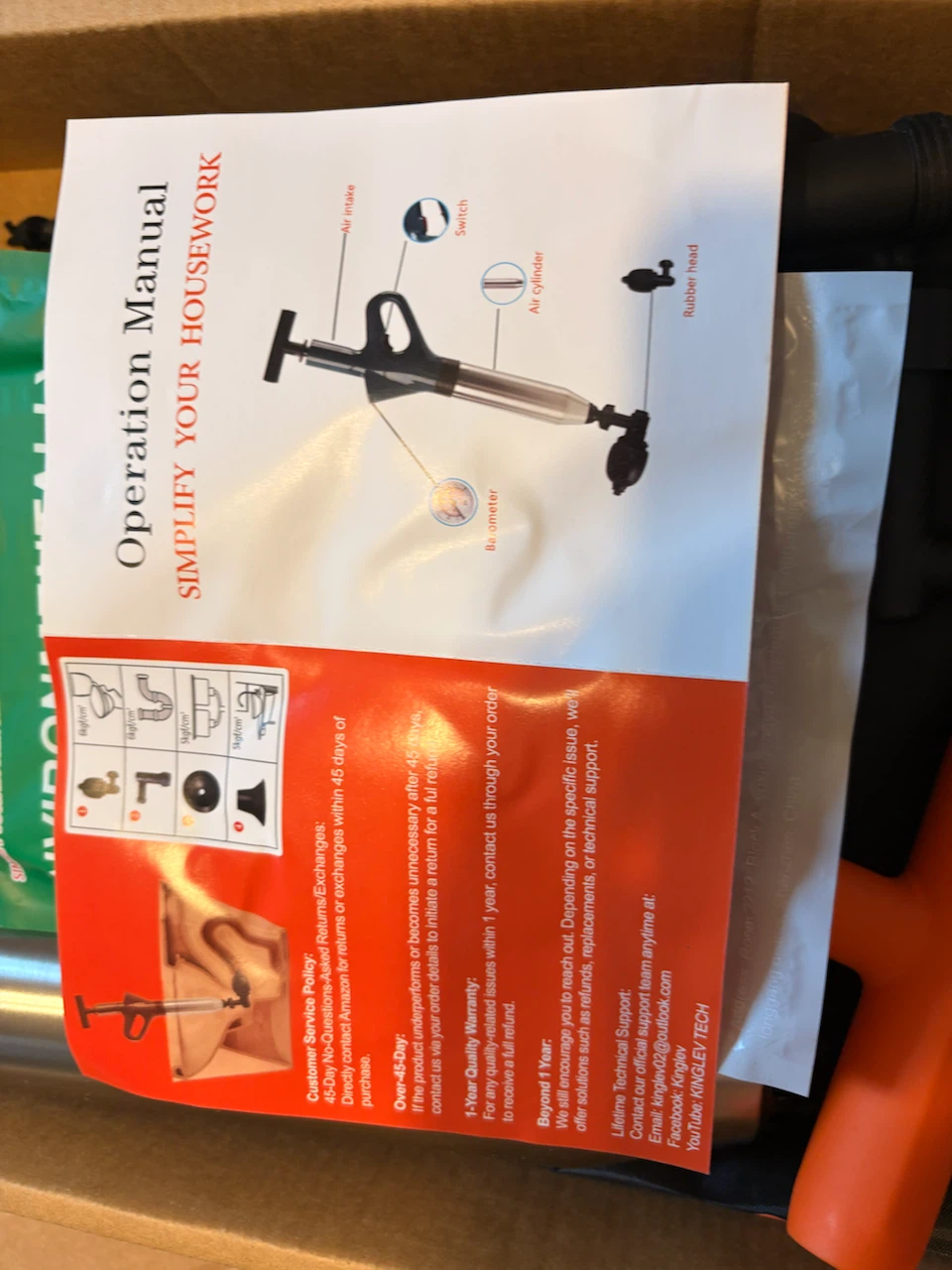 Manual Drain Cleaner Air Pressure Plunger - photo 3
