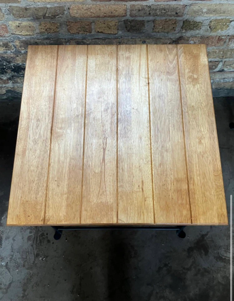 Oak Top Steel Side/End Tables Set of 2 w/ Shelf, Industrial Rust - photo 4