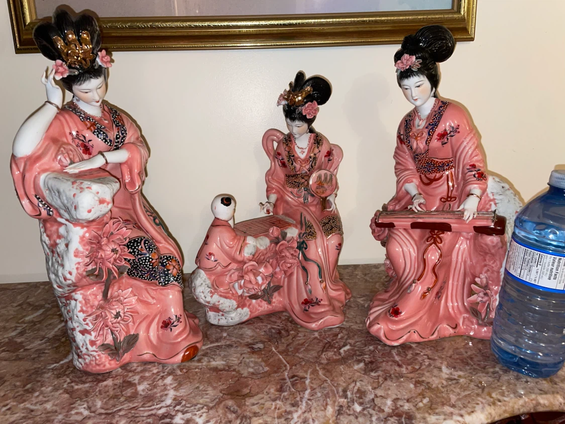 Set of 3 Geisha Porcelain Figurines