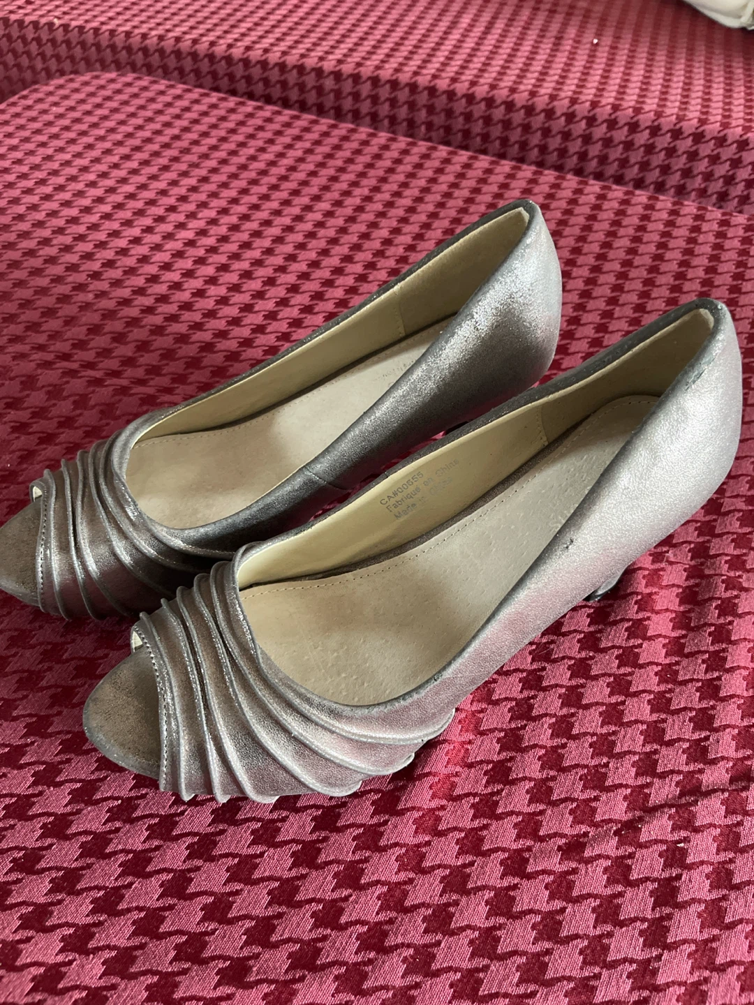 Silver Peep-Toe Heels
