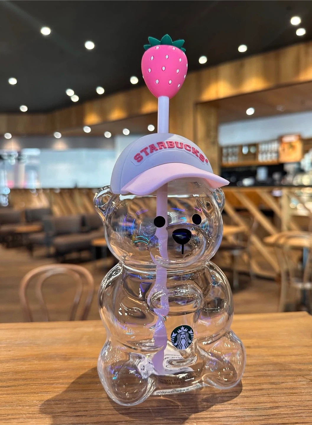 Starbucks Bear Tumbler with Strawberry Lid