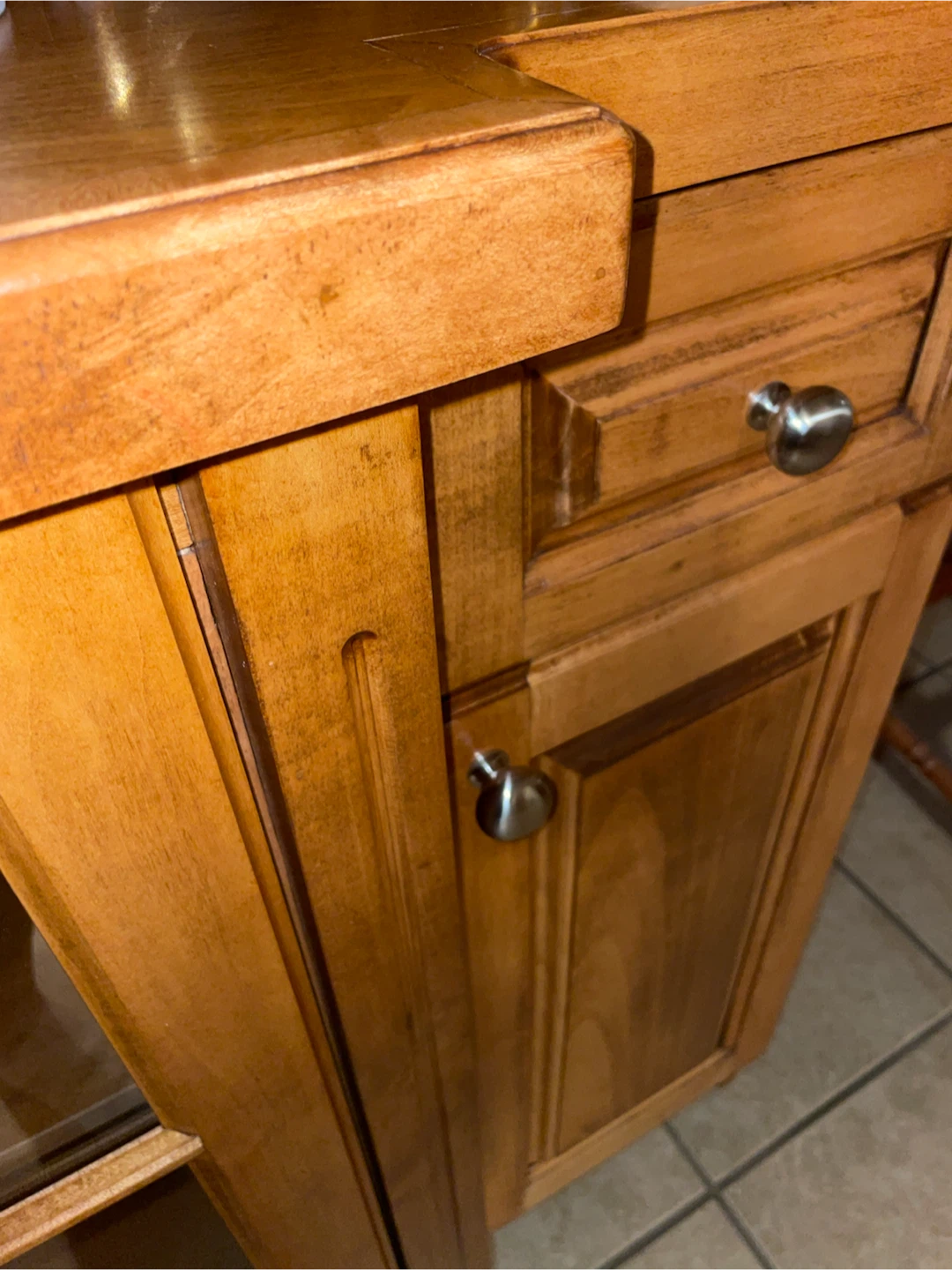 Wooden Buffet Cabinet with Glass Doors and Drawers - photo 2