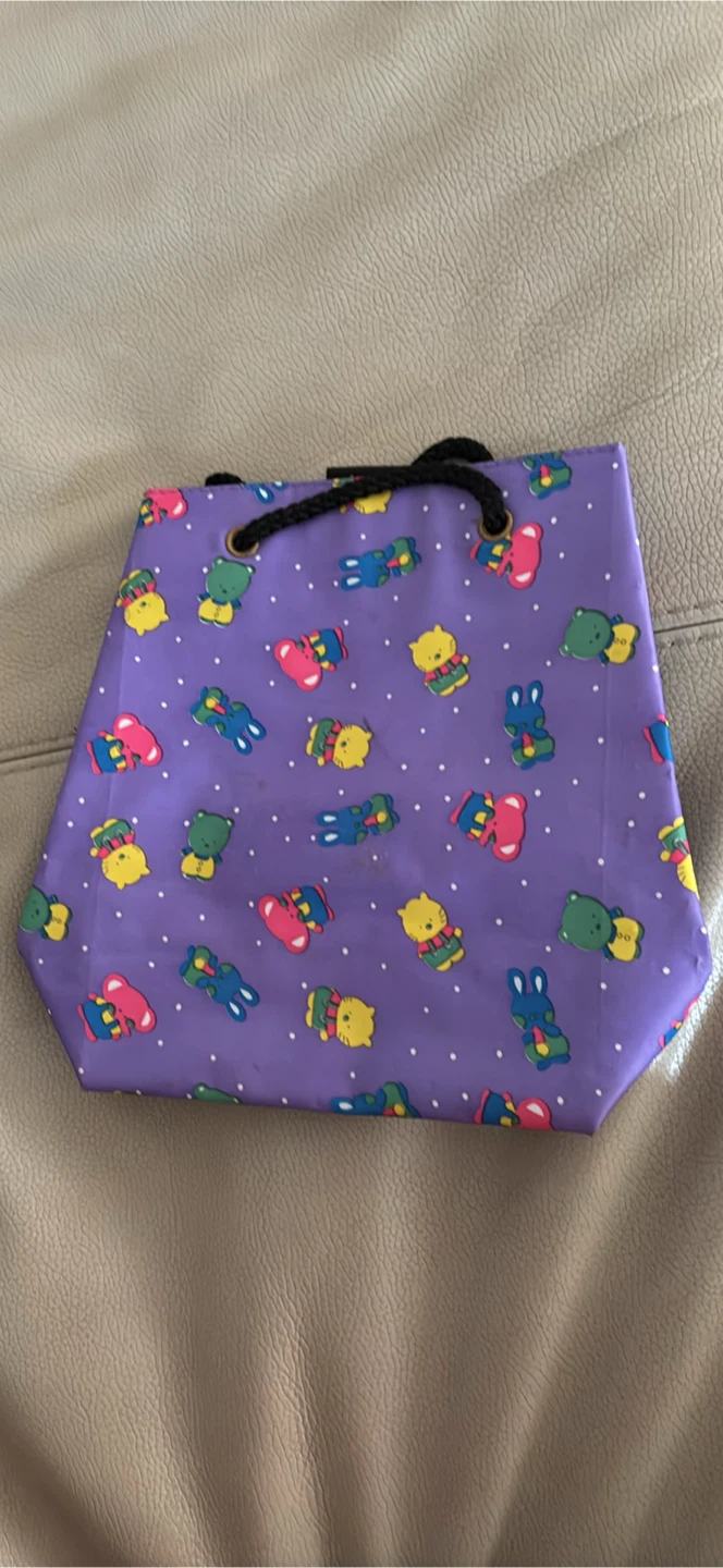 Purple Bear Print Tote Lunch Bag