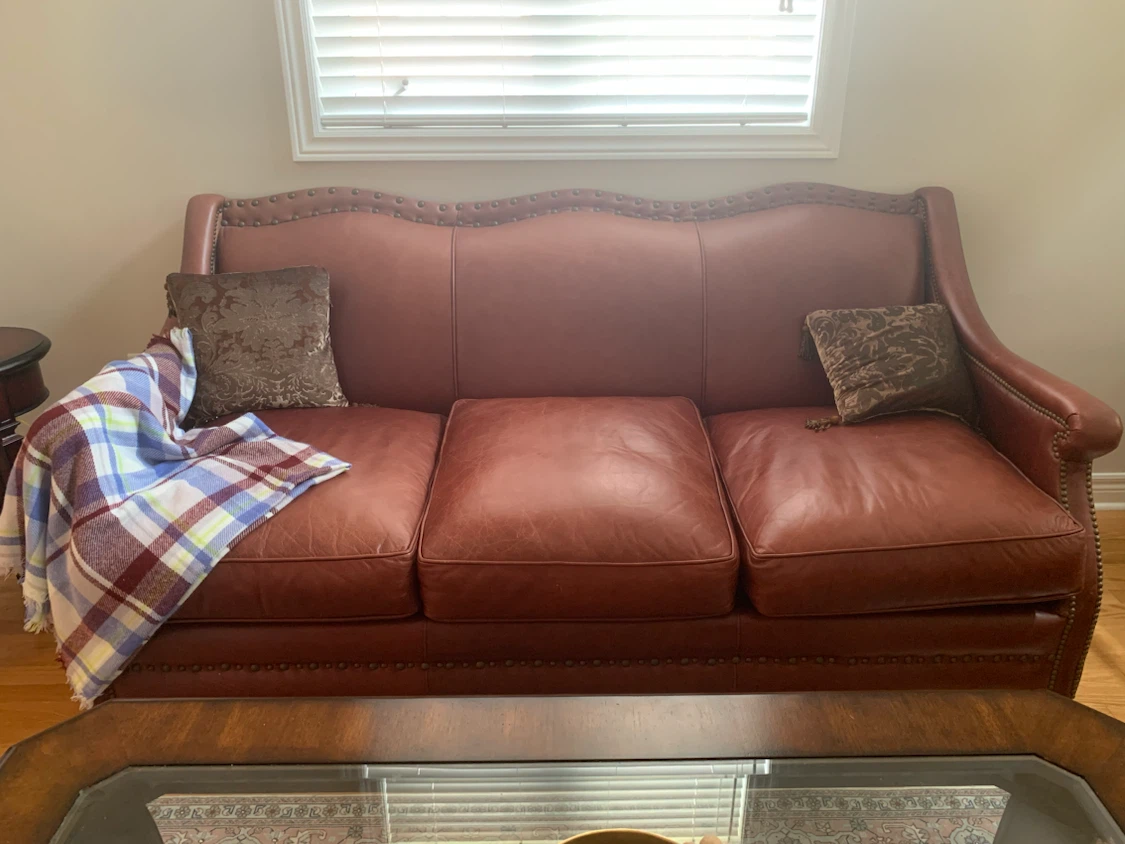 Antique Leather three seater sofa aubergine colour - photo 2