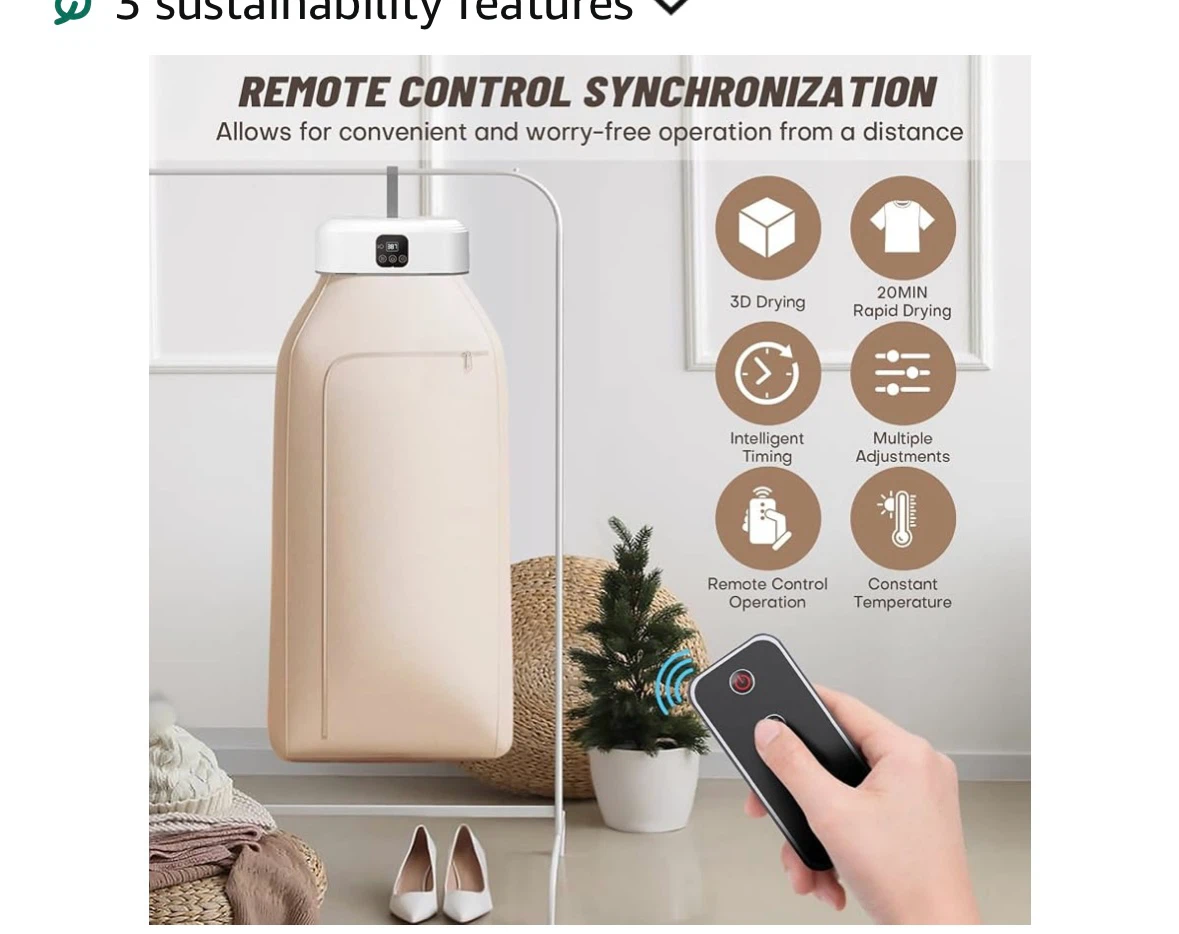 Folding Clothes Dryer Machine with Remote