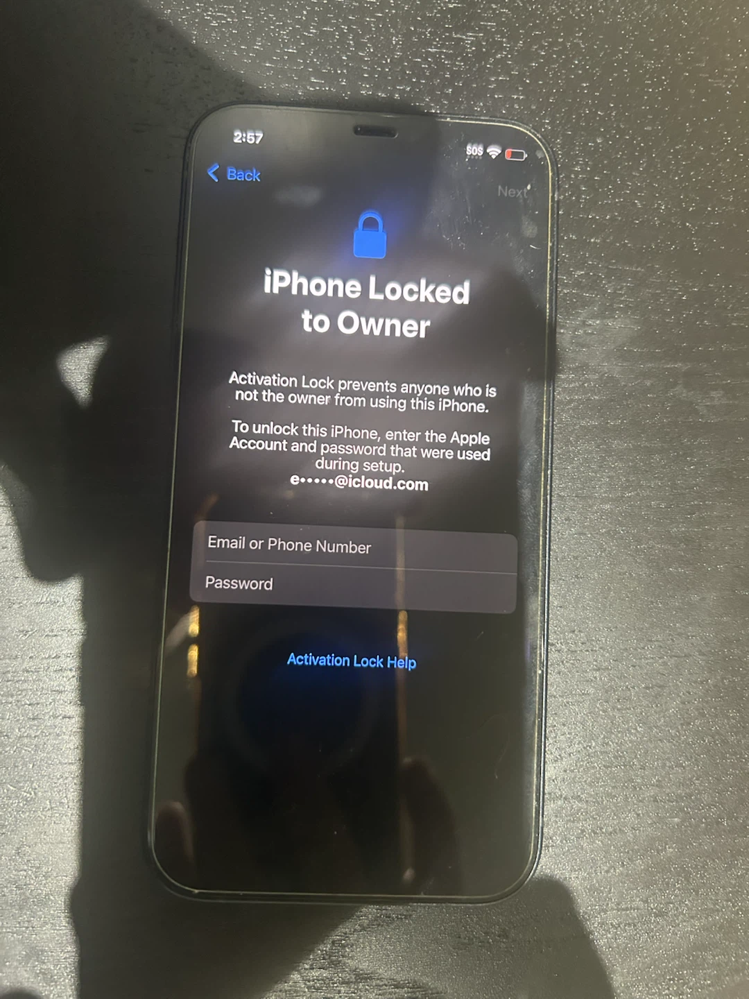 iCloud Locked Apple iPhone 12 - Black. For Parts