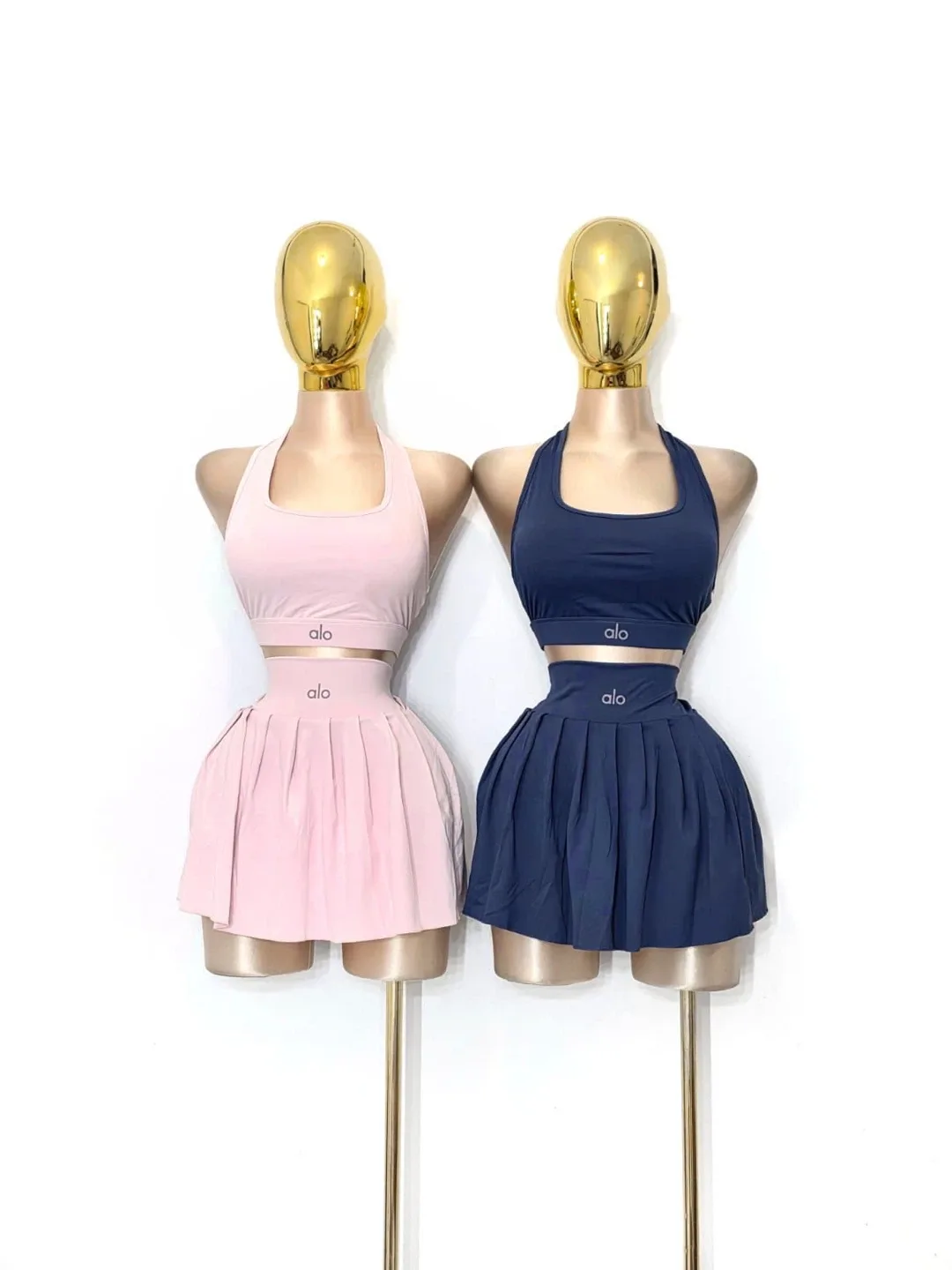 ALO Yoga Tennis Skirt and Bra Set - Pink and Navy blue - photo 2
