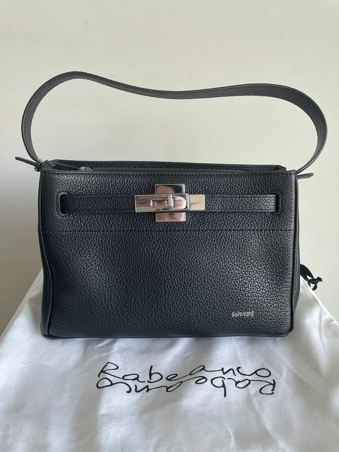 Black Leather Top Handle Bag