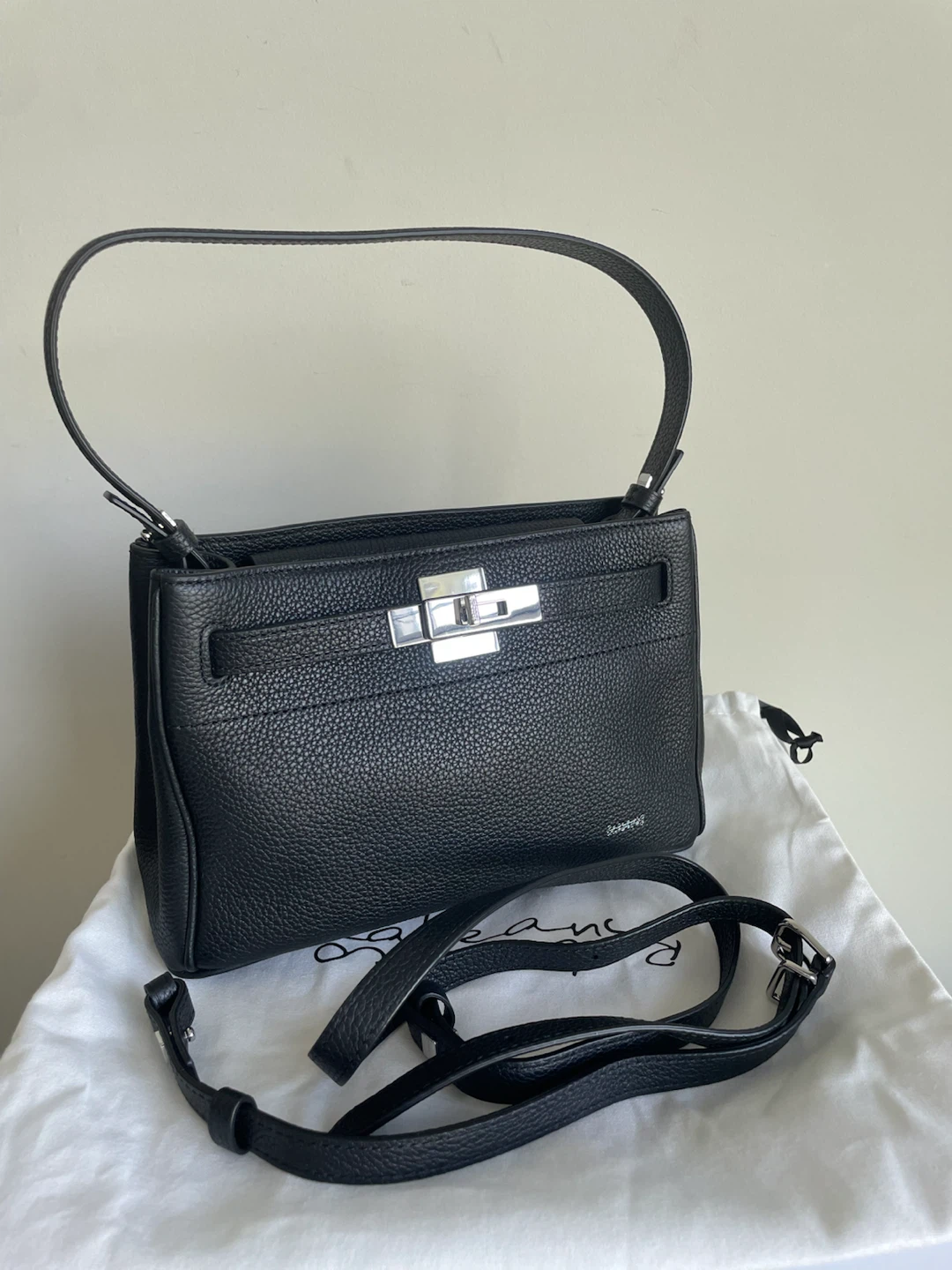 Black Leather Top Handle Bag - photo 2