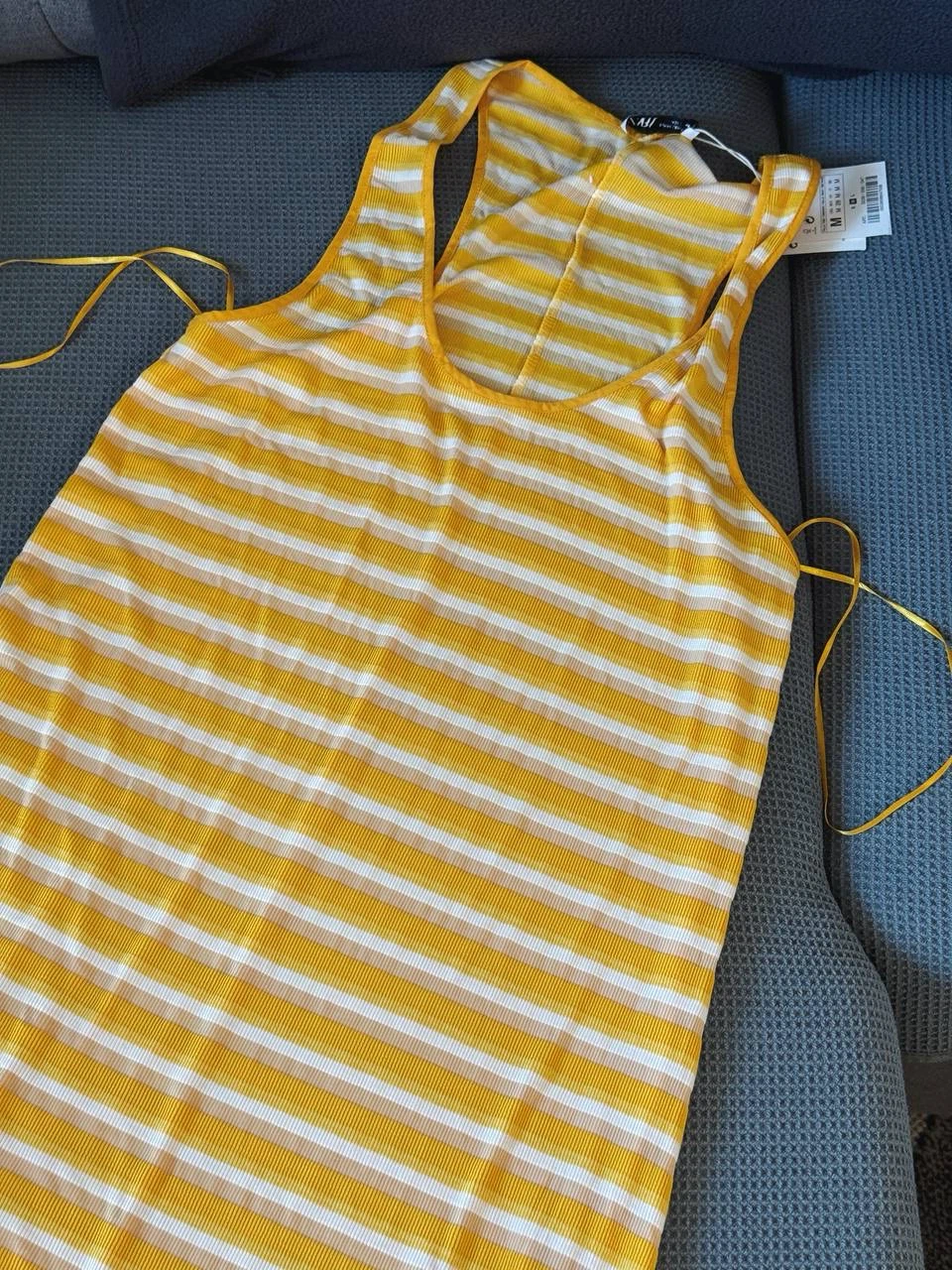 ZARA Yellow Striped Dress – Size M - photo 5