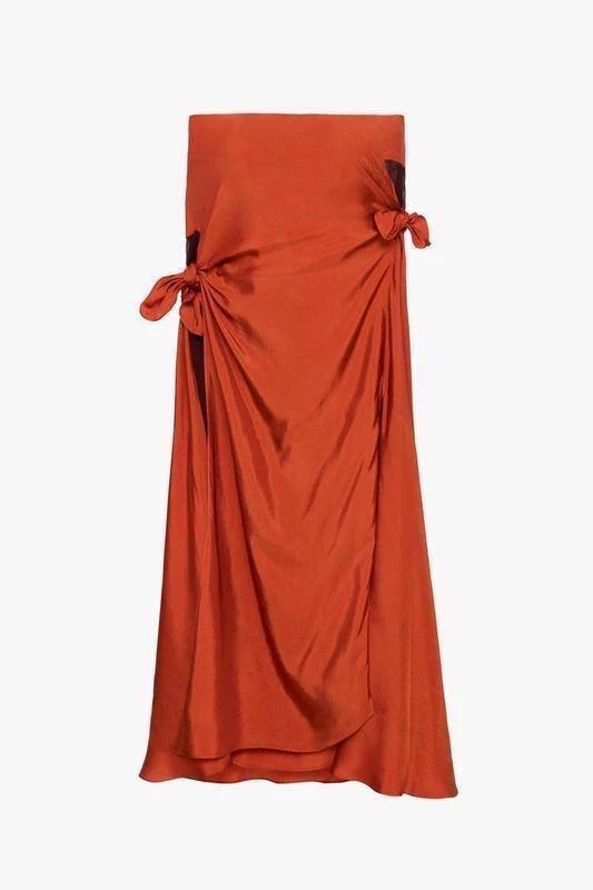 ZARA Limited Collection Orange Viscose Midi Skirt – Size M - photo 2