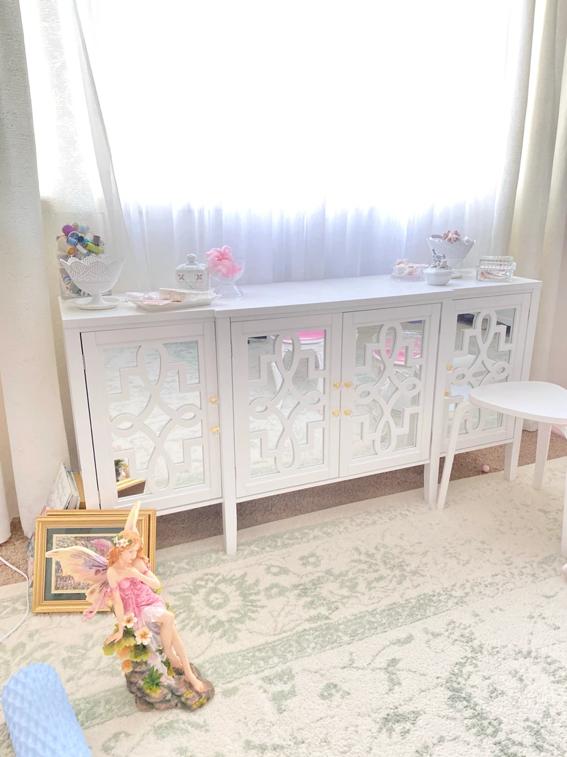 White Sideboard with Mirrored Doors - photo 2