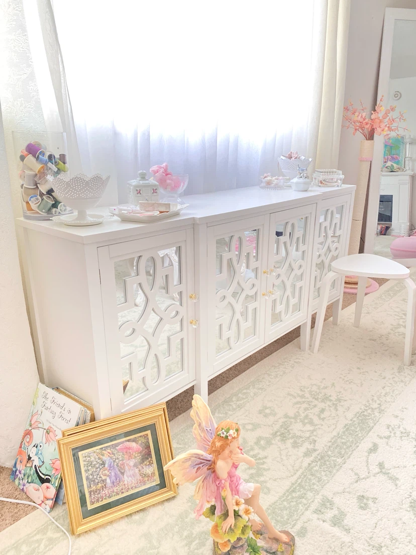 White Sideboard with Mirrored Doors