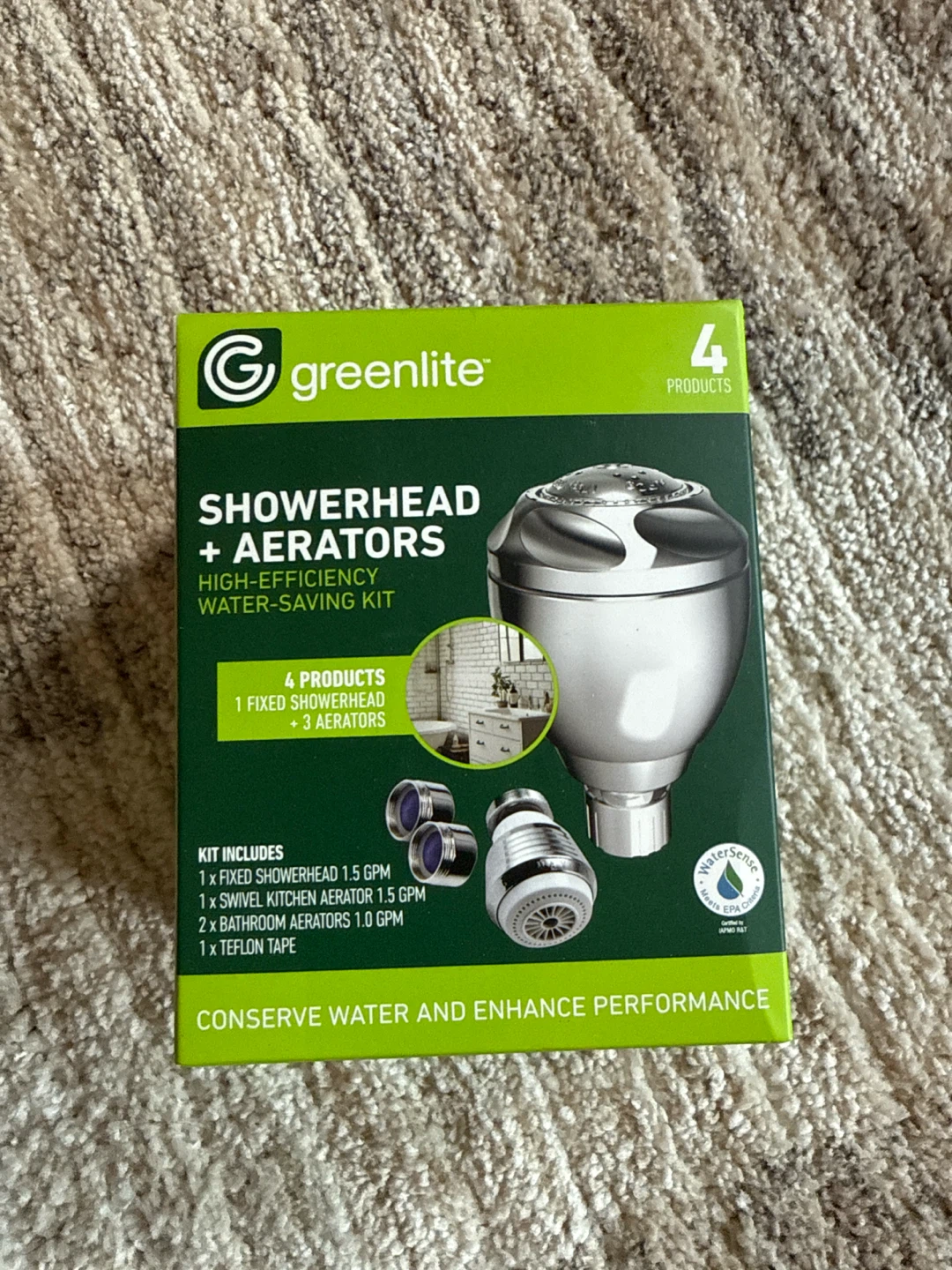 Greenlite Showerhead + Aerators Water-Saving Kit