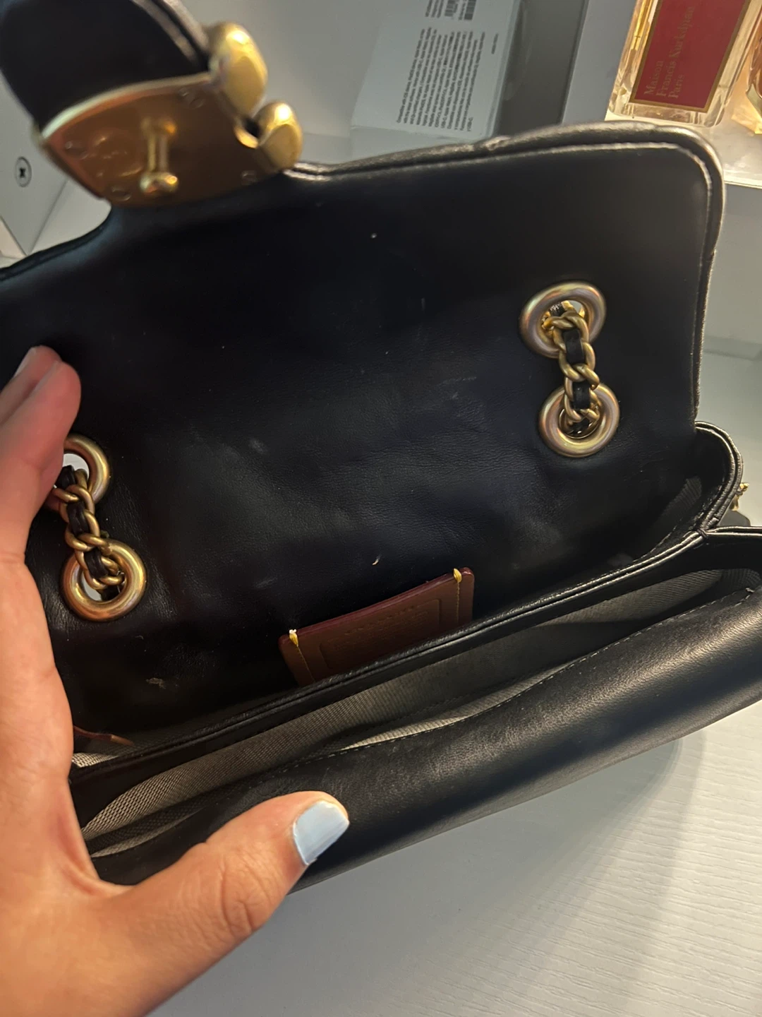 Black Coach Bag with Gold Chain - photo 5