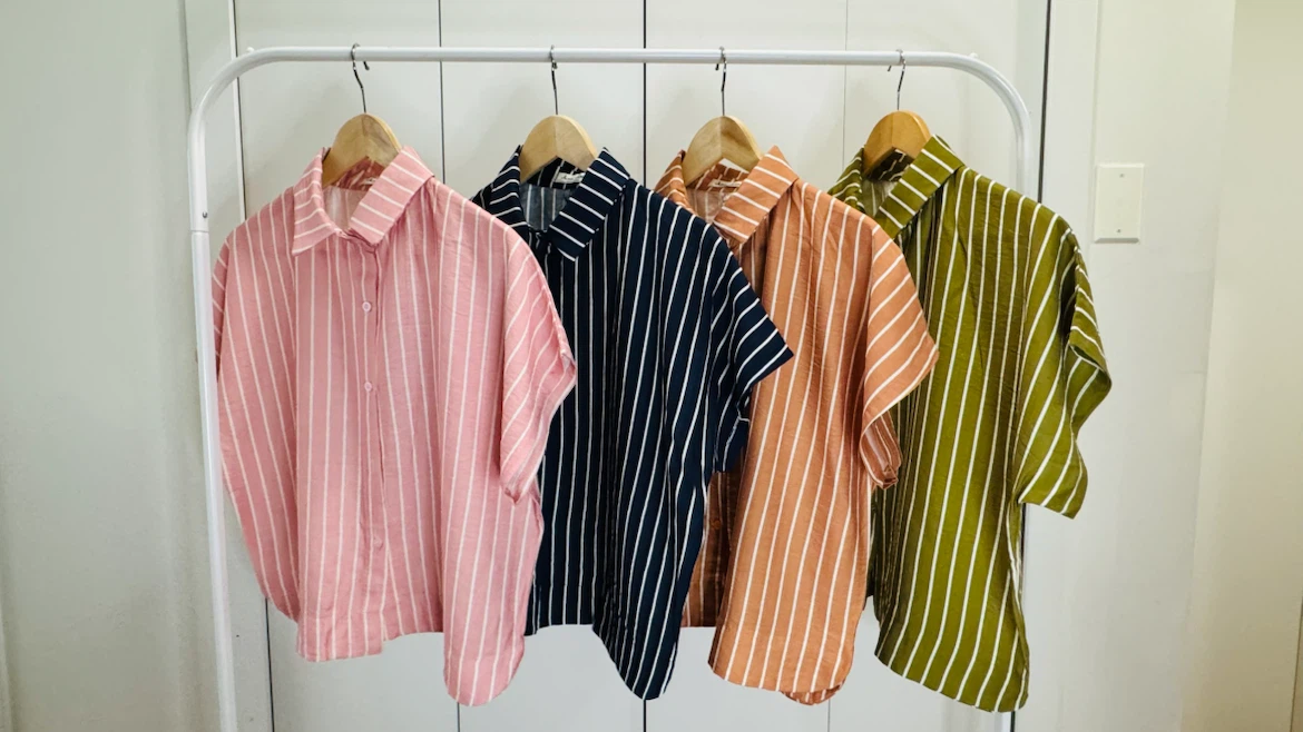 Striped Short Sleeve Button-Up Shirts (Various Colours)$20each
