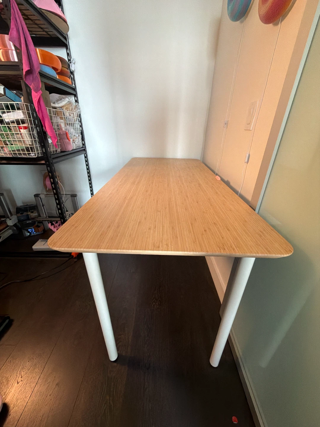 IKEA Bamboo Desk with White Legs - photo 2