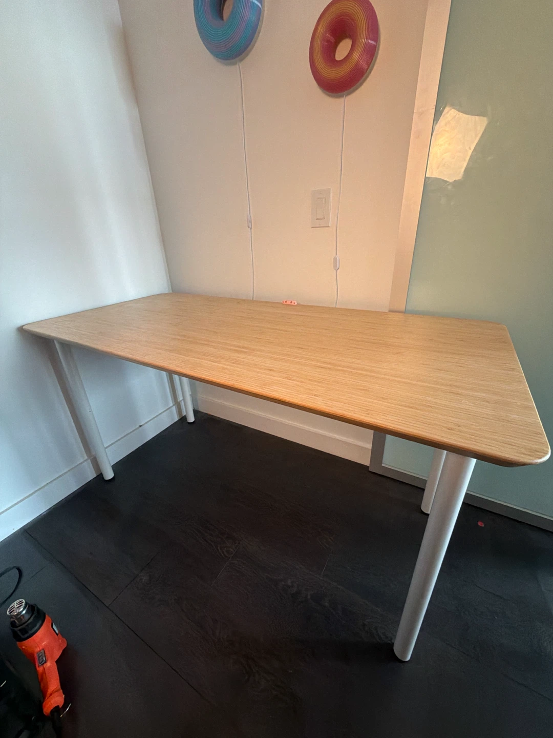 IKEA Bamboo Desk with White Legs - photo 3