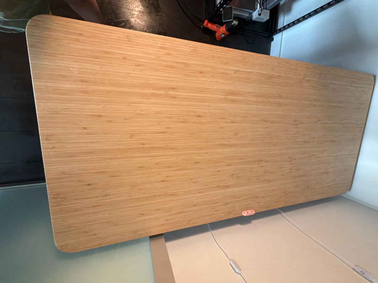 IKEA Bamboo Desk with White Legs - photo 4